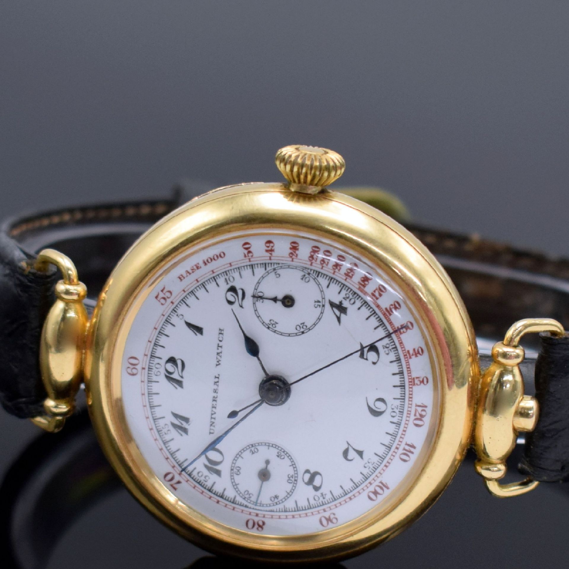 UNIVERSAL WATCH großer & früher Schaltradchronograph in GG - Bild 3 aus 9