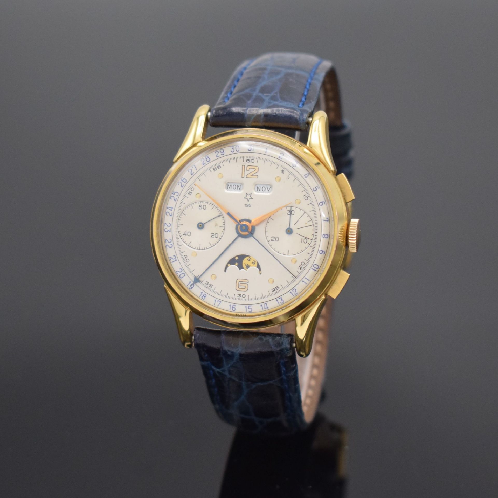 VALJOUX 195 vergoldeter Schaltradchronograph mit