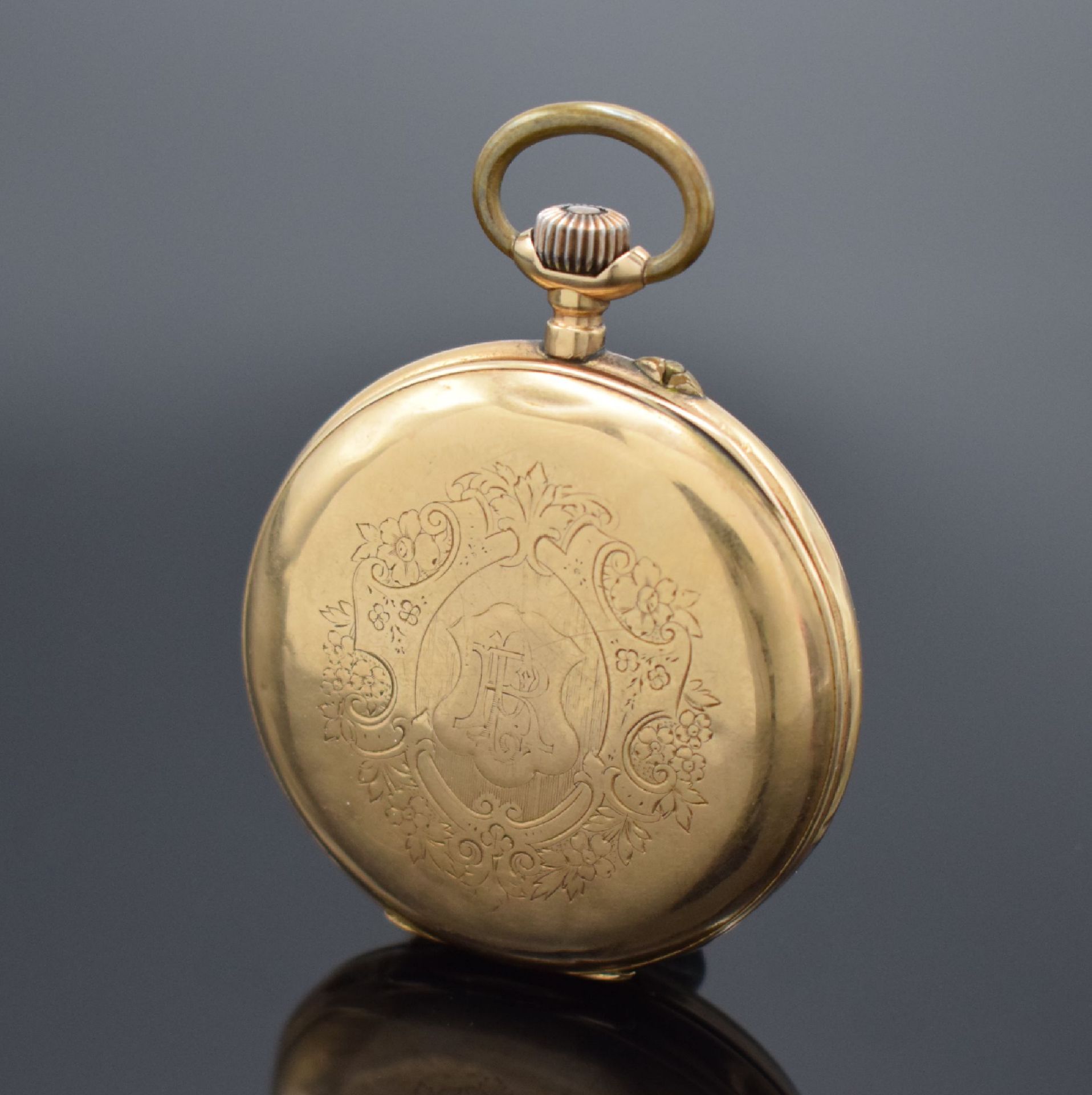 Offene Herrentaschenuhr in GG 585/000,  Schweiz um 1900, - Bild 2 aus 6