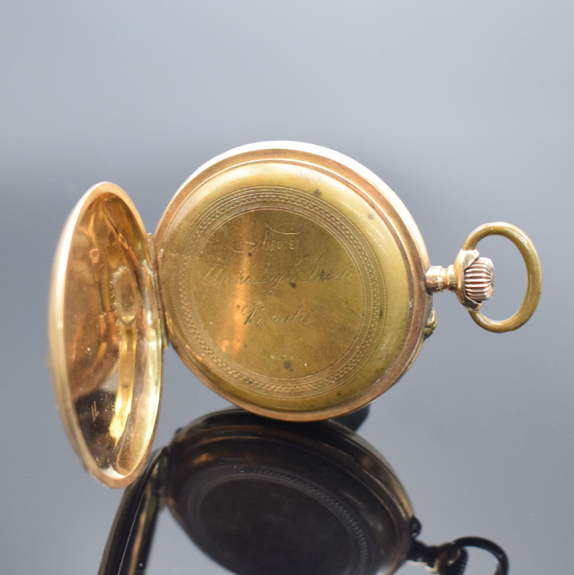 Offene Herrentaschenuhr in GG 585/000,  Schweiz um 1900, - Bild 4 aus 6