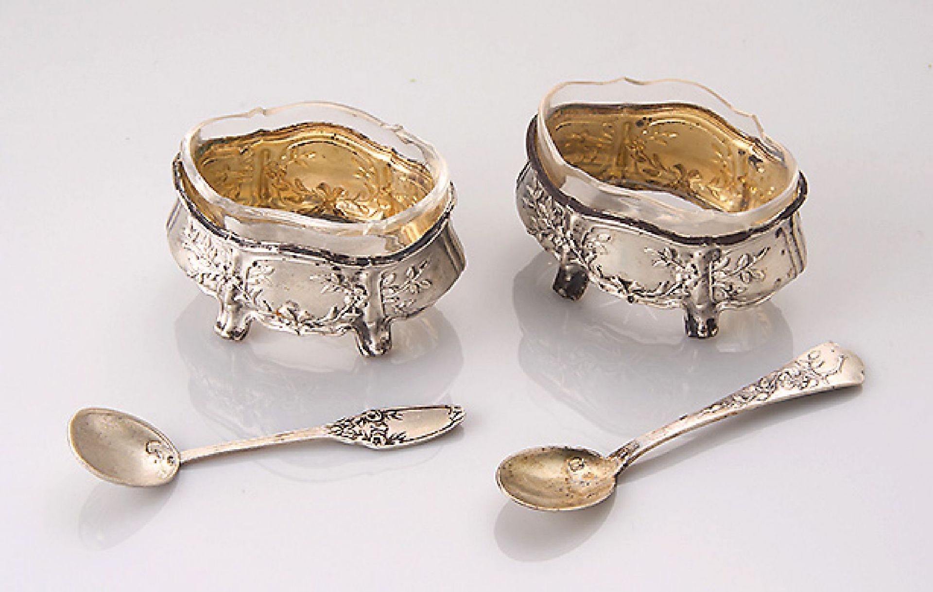 Paar Gewürzschälchen, Frankreich um 1900,   950er Silber,