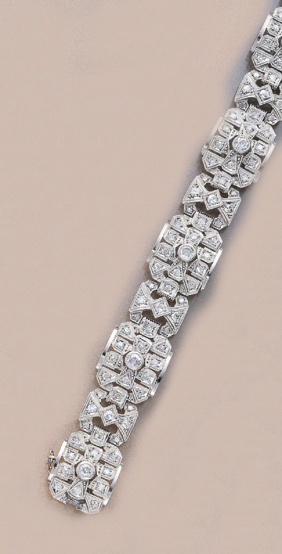 Platin Diamant-Armband, 1930er Jahre,   Altschliff