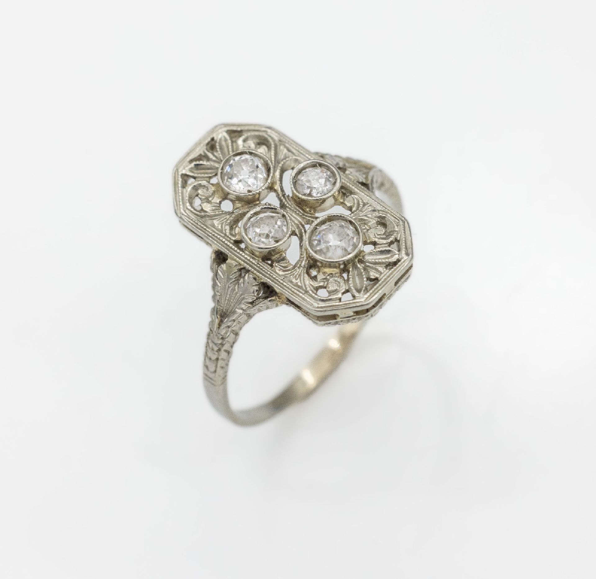 Art-Deco-Diamant-Ring, 1930er Jahre, WG 750/000, gepr.,