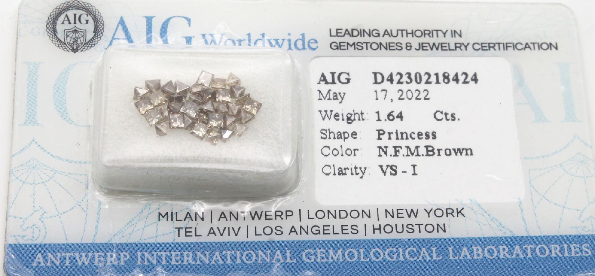 35 lose Diamanten zus. ca. 1.64 ct Braun/vs-p,AIG