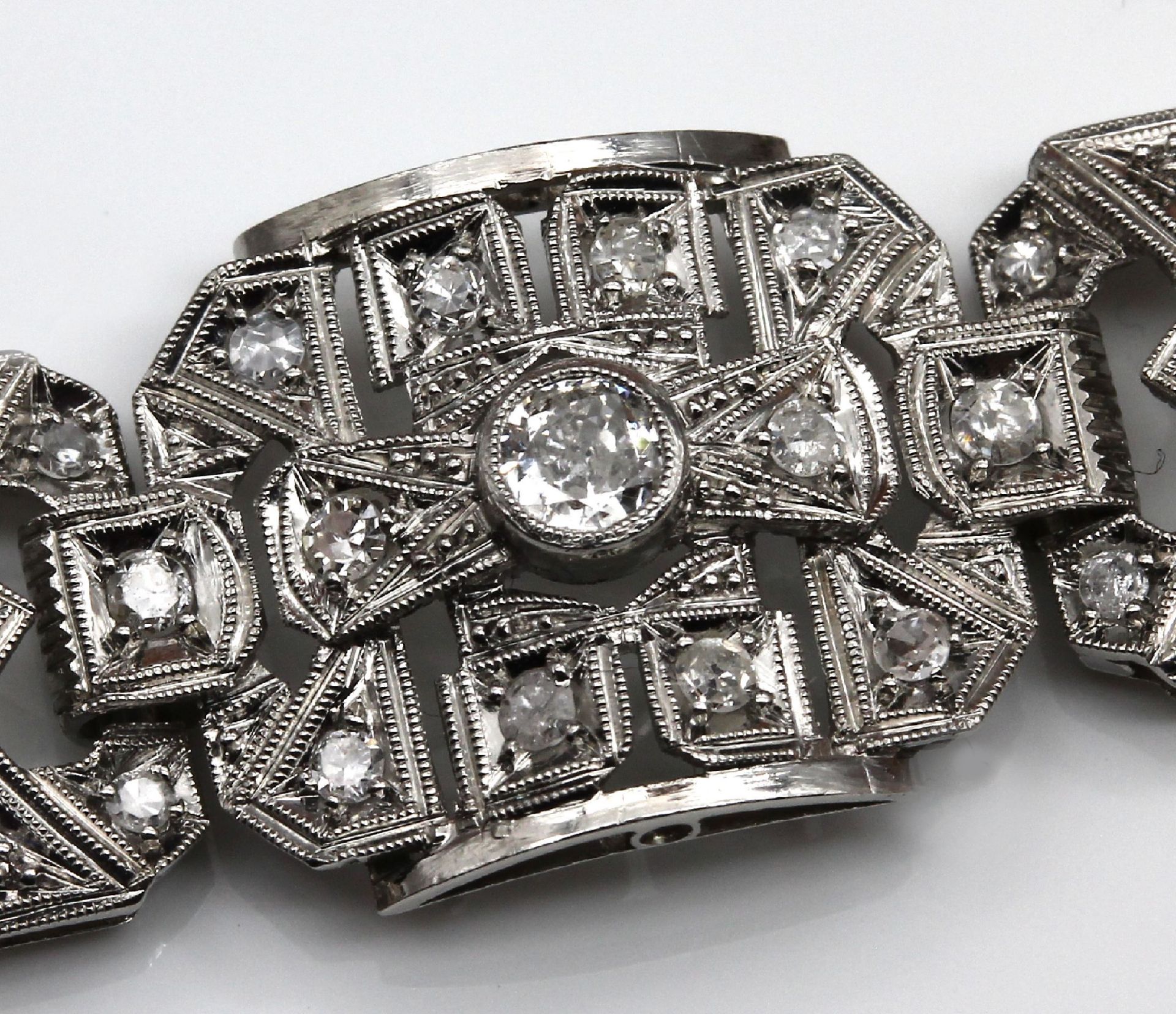 Platin Diamant-Armband, 1930er Jahre,   Altschliff - Bild 4 aus 4