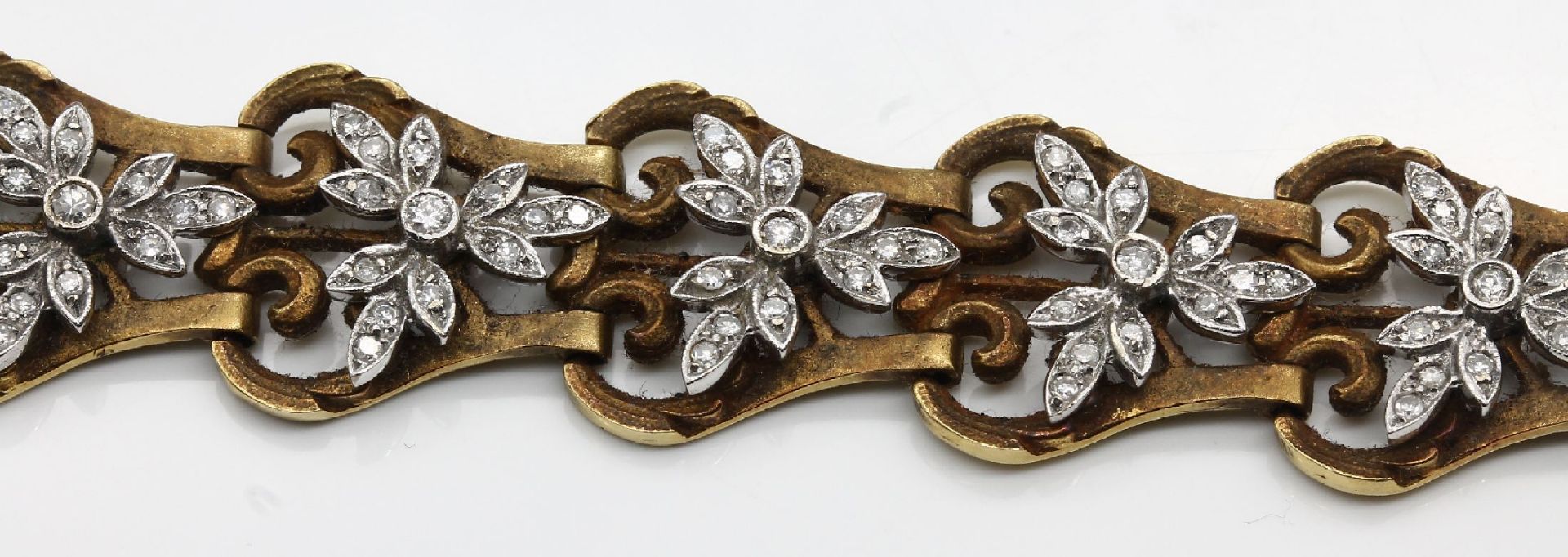 18 kt Gold Armband mit Diamanten, Frankreich um 1900, GG - Image 3 of 3
