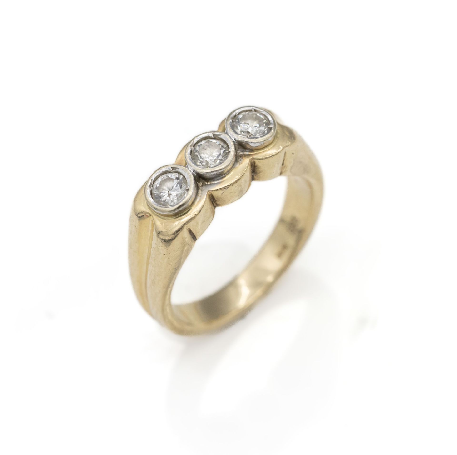 14 kt Gold Brillant-Ring, GG/WG 585/000, in WG gefasste