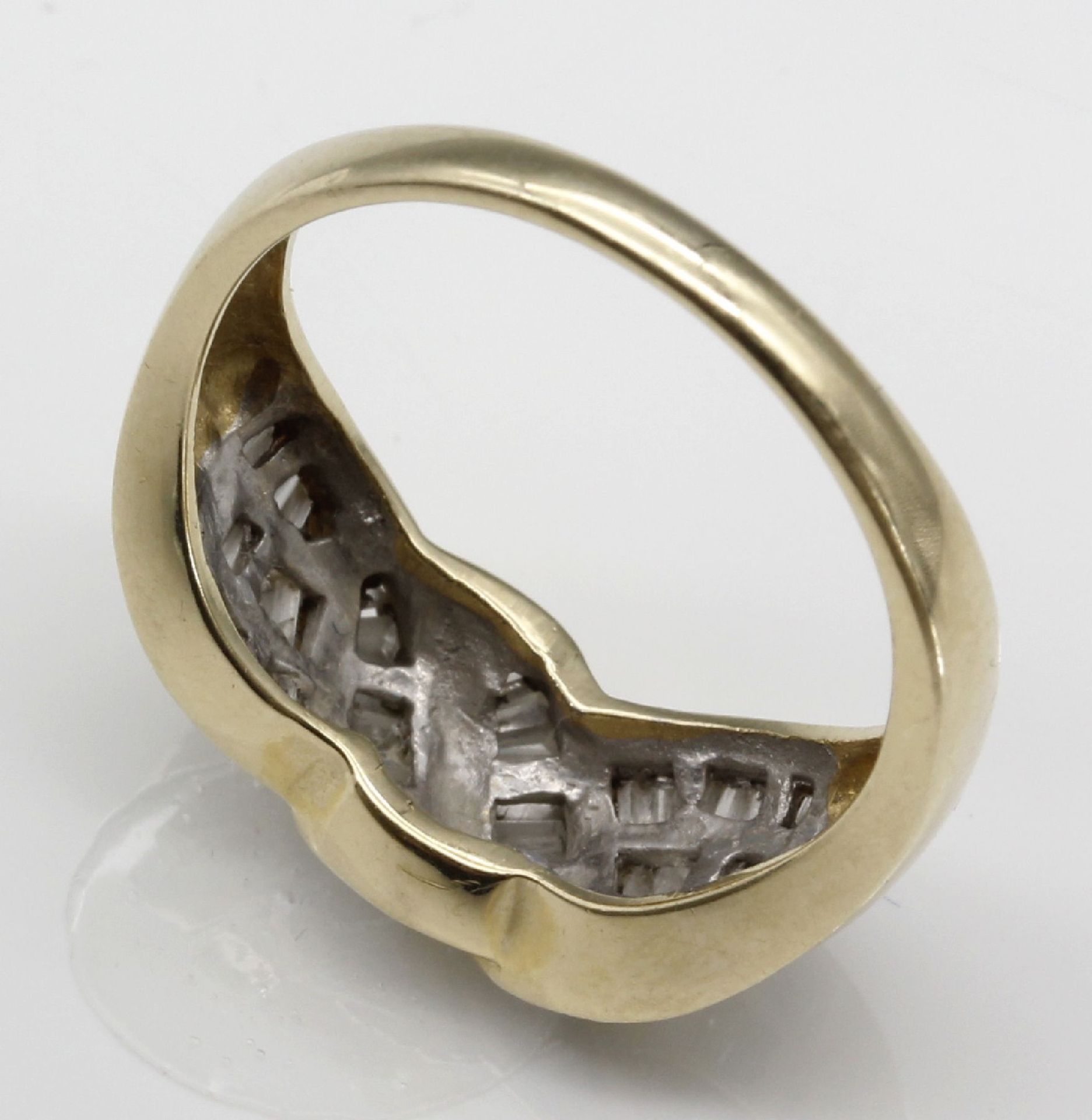 14 kt Gold Diamant-Ring, GG 585/000, 52 Diamantbaguettes - Image 4 of 4