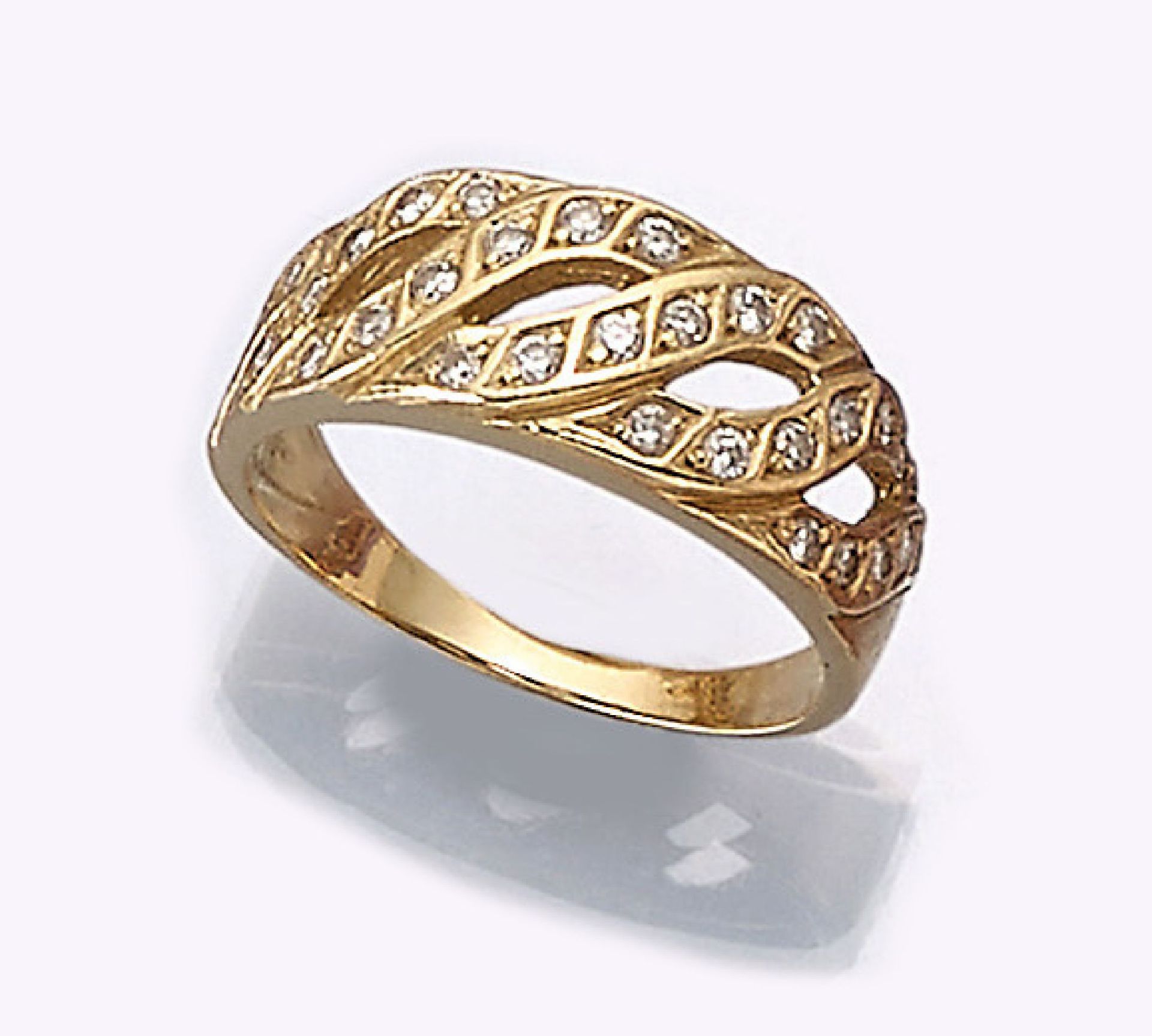 18 kt Gold Brillant-Ring,   GG 750/000, 34 Brillanten zus.