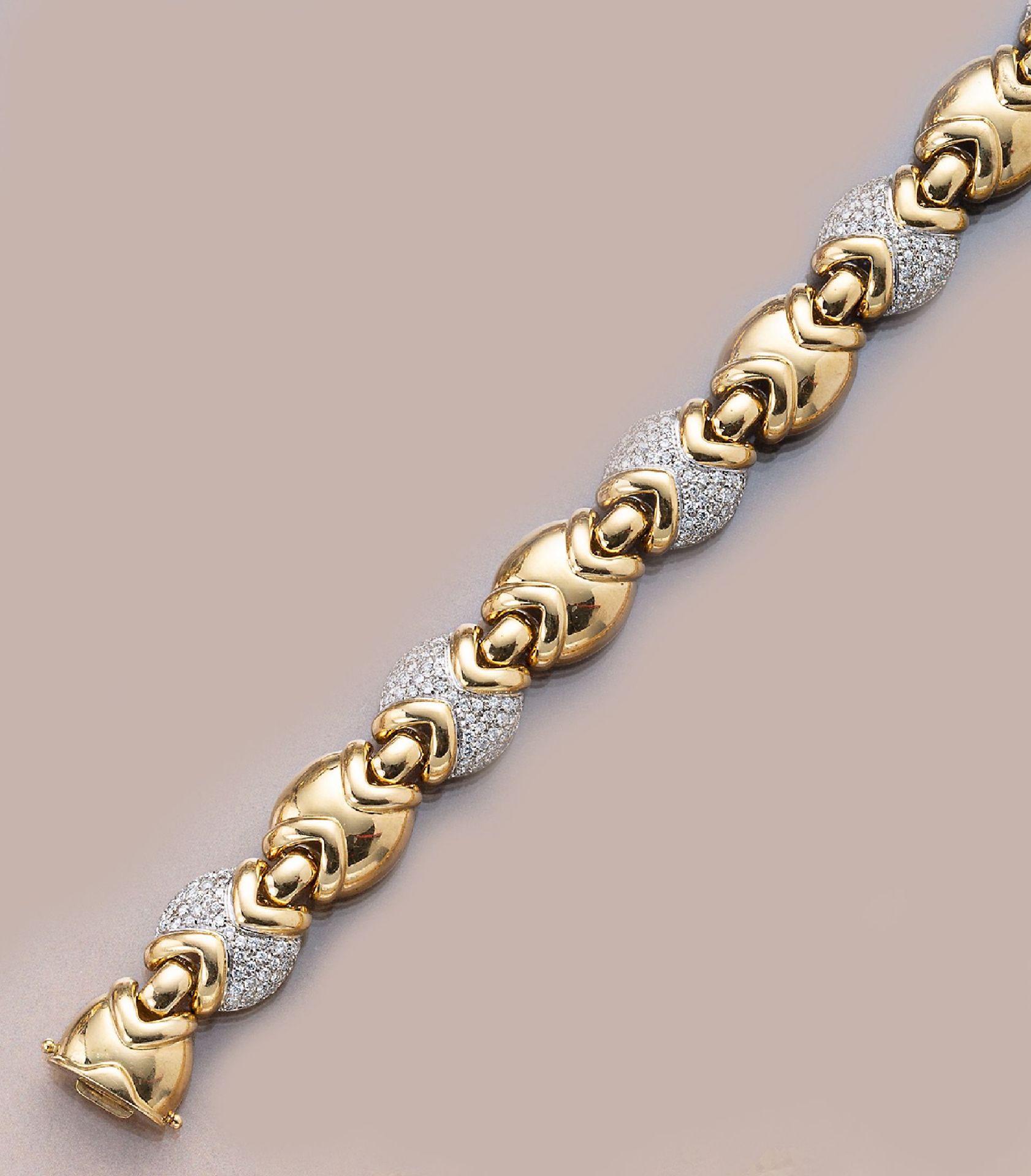 18 kt Gold Brillant-Armband,   GG/WG 750/000, ca. 295