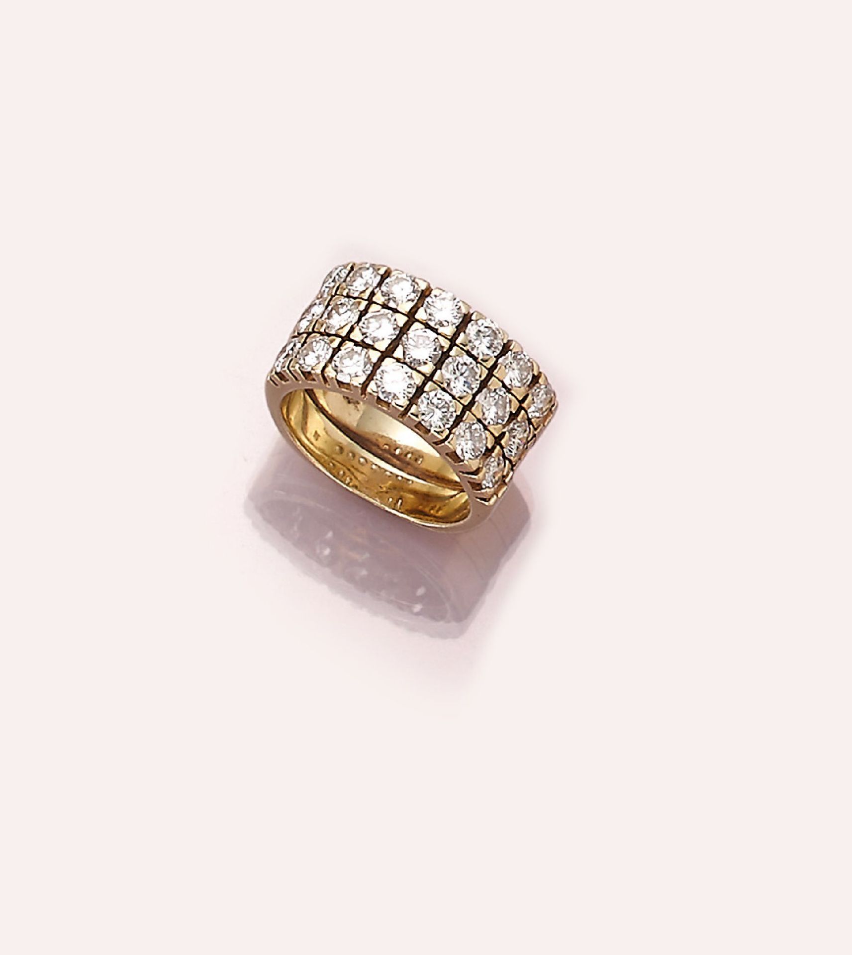 14 kt Gold Brillant-Ring, GG 585/000, 21 Brillanten zus.