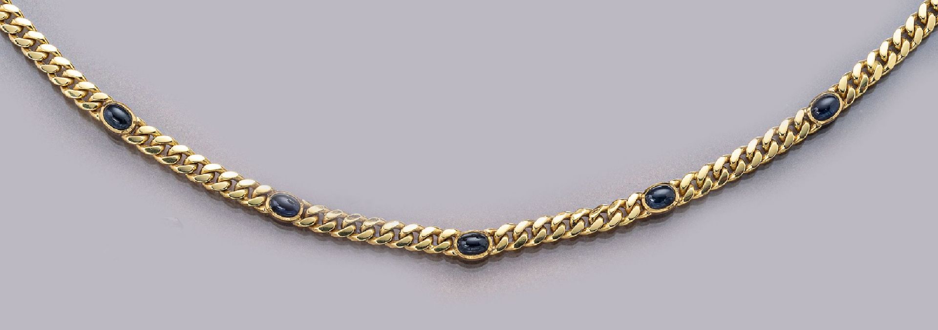 18 kt Gold Saphir-Flachpanzercollier, GG 750/000, 5