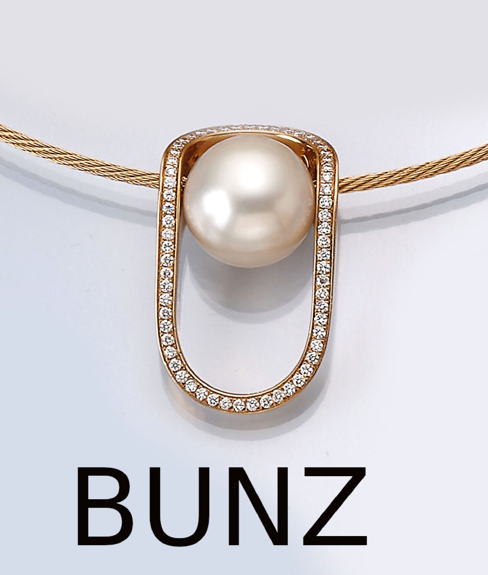 18 kt Gold BUNZ Zuchtperl-Brillant-Anhänger,   GG 750/000,