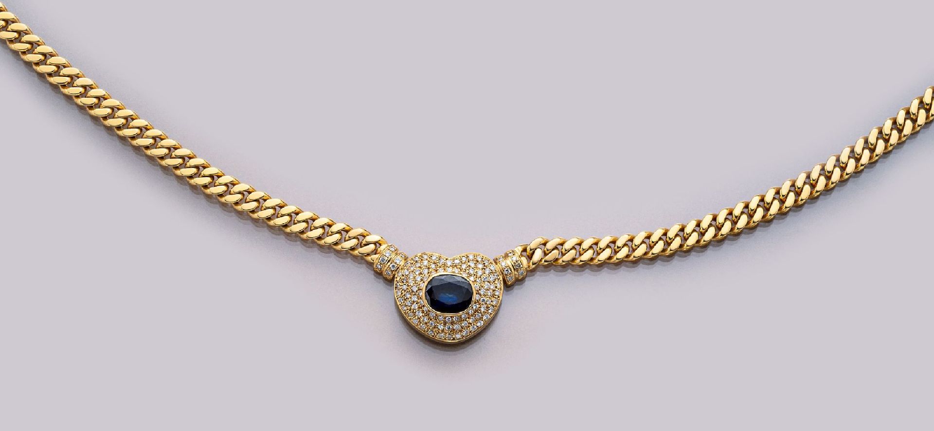 18 kt Gold Saphir-Brillant-Collier, GG 750/000,