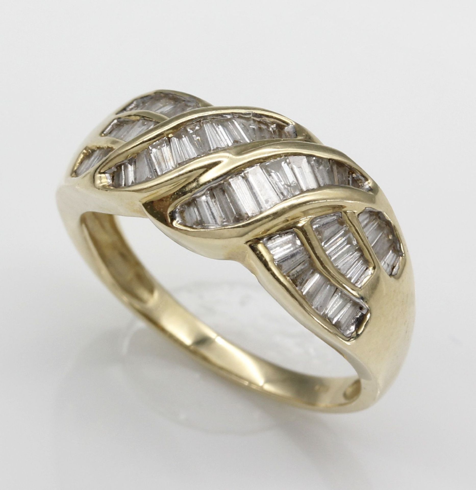 14 kt Gold Diamant-Ring, GG 585/000, 52 Diamantbaguettes - Image 2 of 4