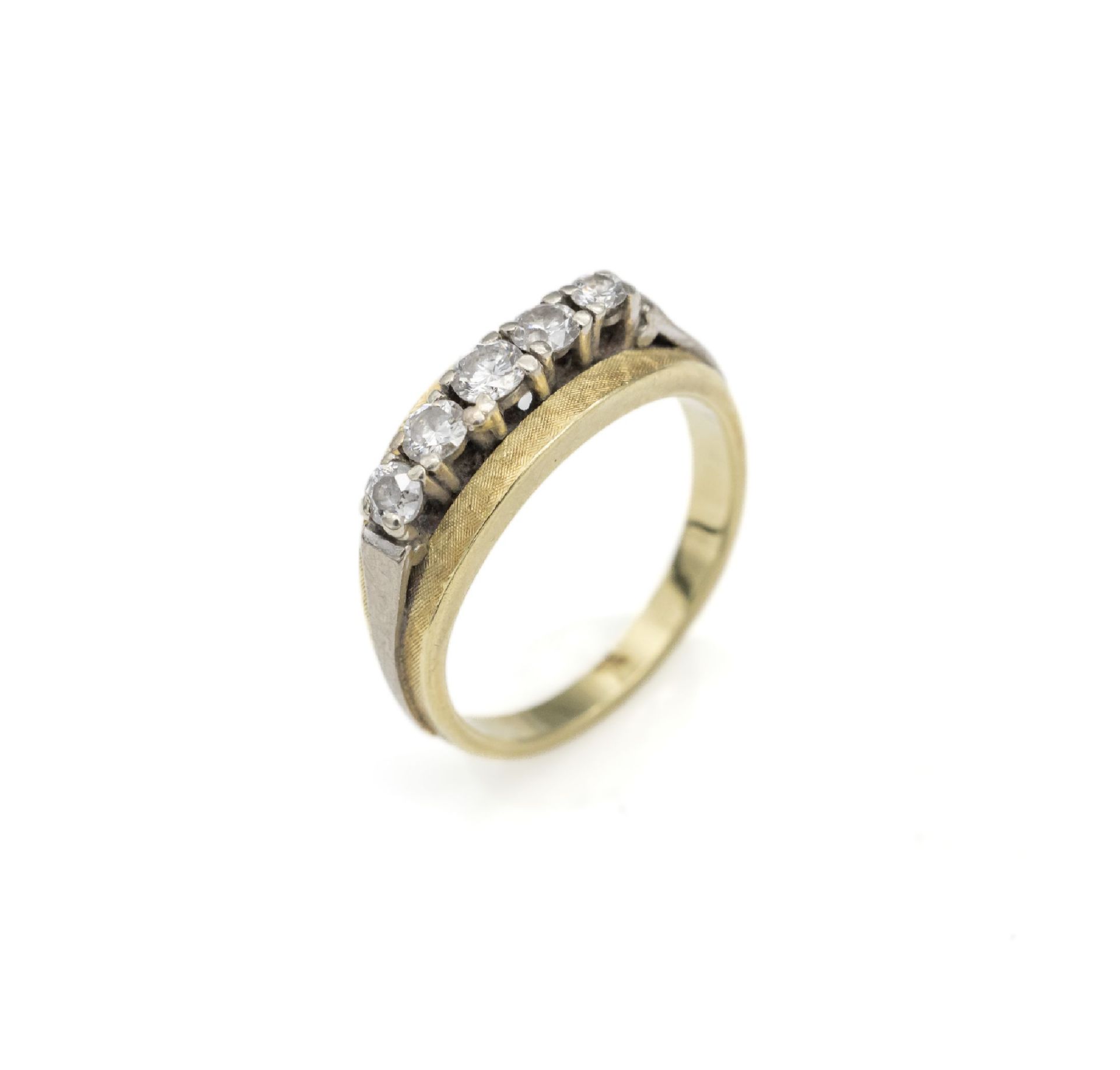 14 kt Gold Brillant-Ring, GG/WG 585/000, aufgelegte