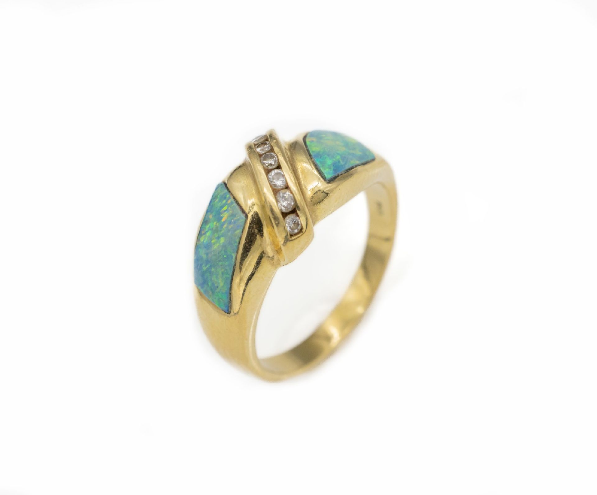 18 kt Gold Opal-Brillant-Ring, GG 750/000,   2