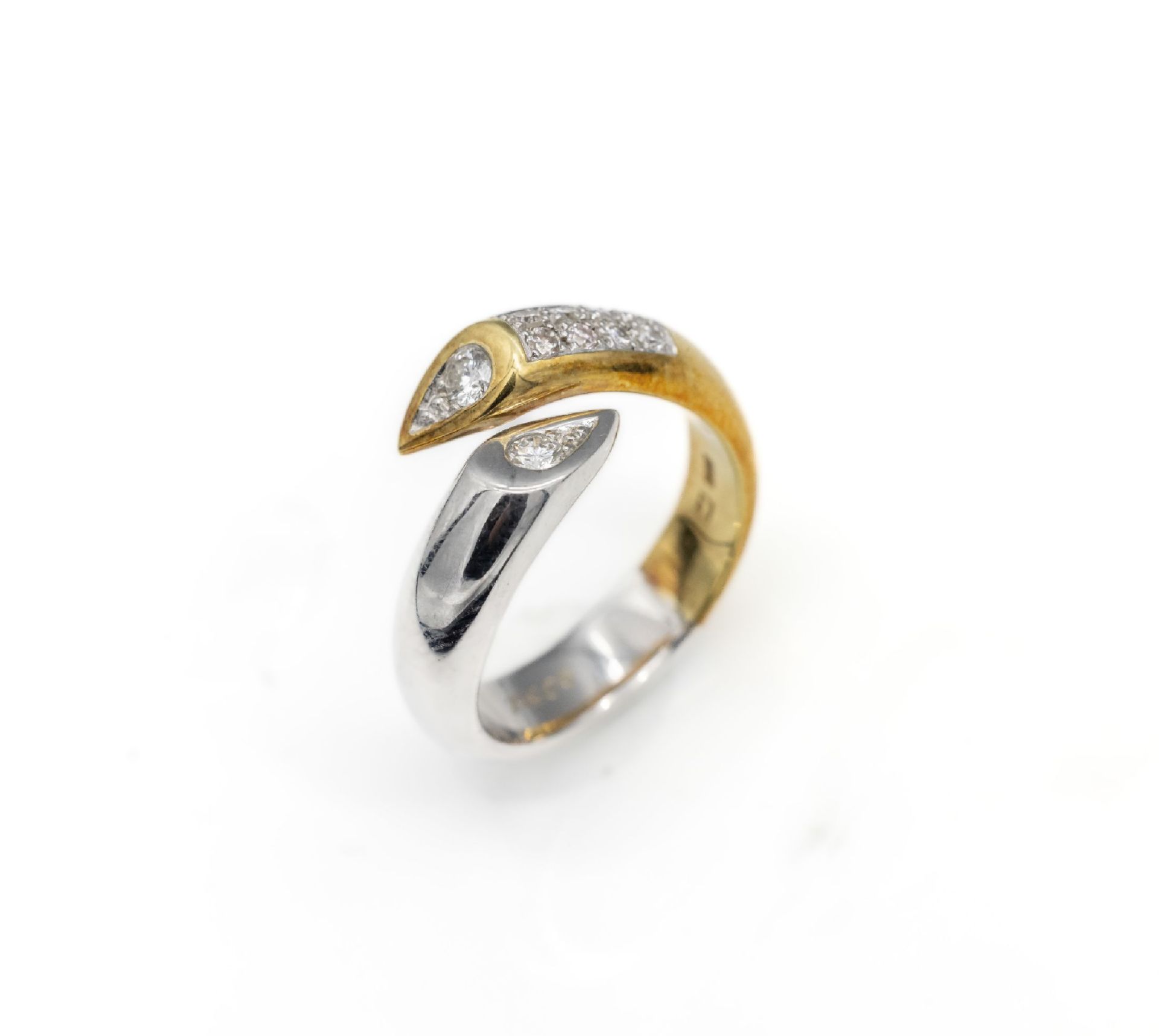 14 kt Gold Brillant-Ring, GG/WG 585/000,   18 Brillanten