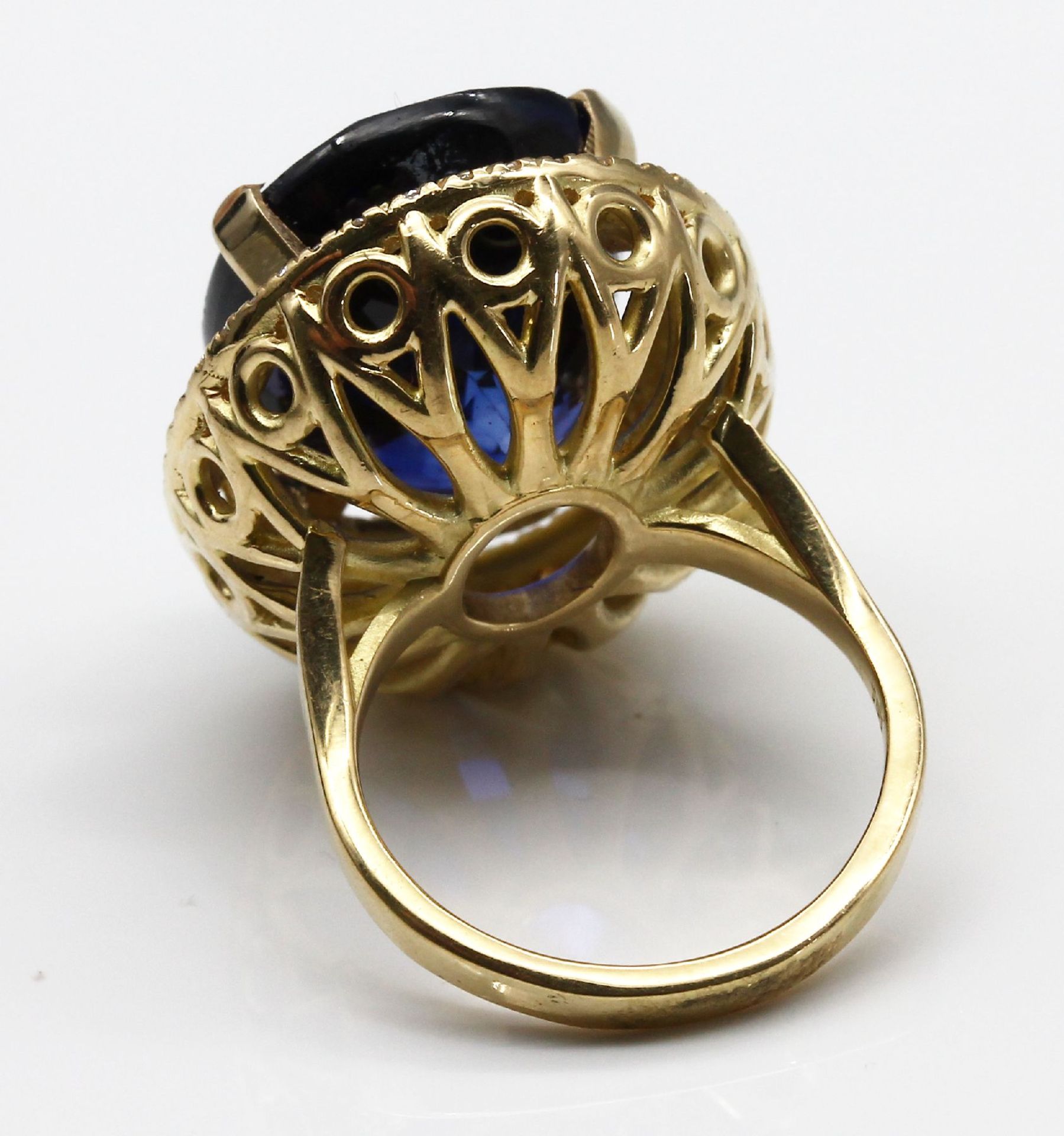 18 kt Gold Saphir-Brillant-Ring, GG 750/ 000, - Image 4 of 6