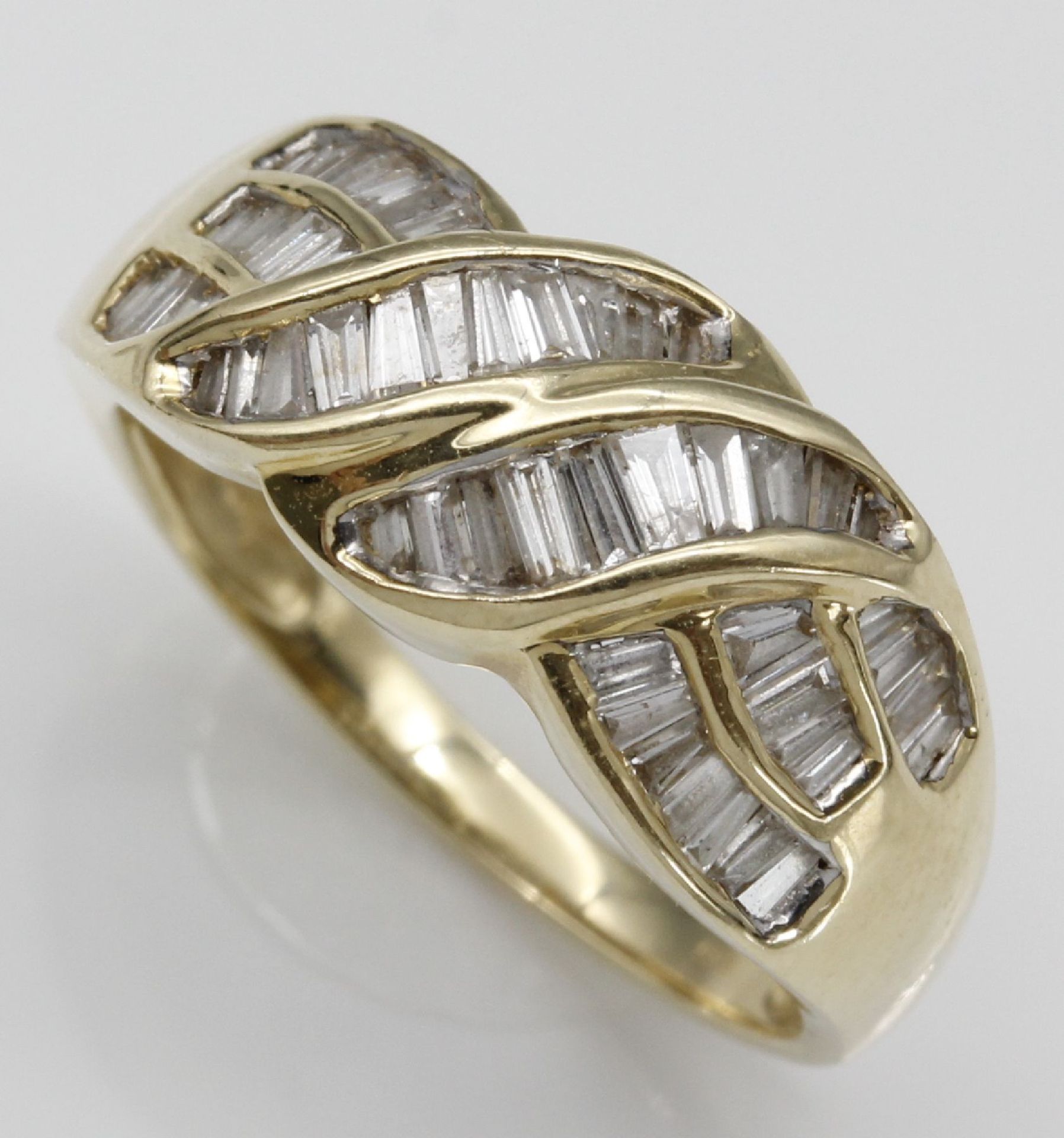 14 kt Gold Diamant-Ring, GG 585/000, 52 Diamantbaguettes - Image 3 of 4