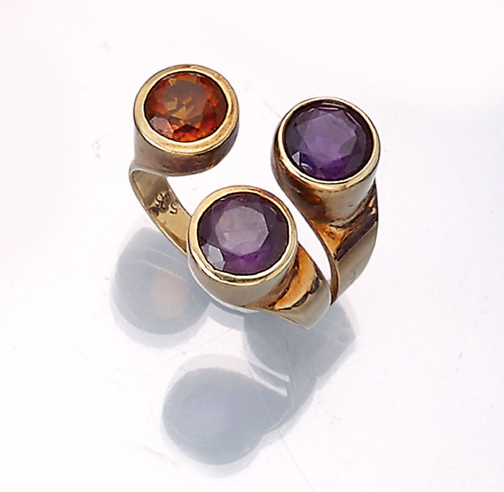 14 kt Gold Amethyst-Citrin-Ring,   GG 585/ 000,