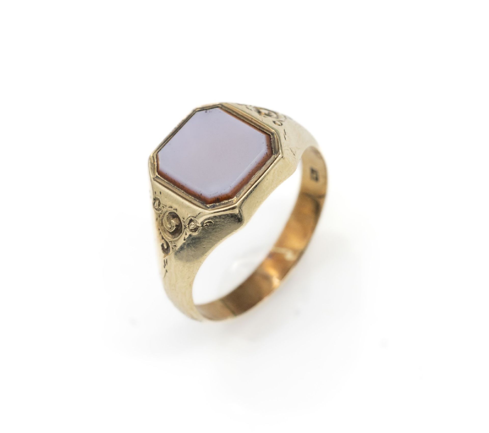 14 kt Gold Siegelring,   GG 585/000, Ringkopfmit