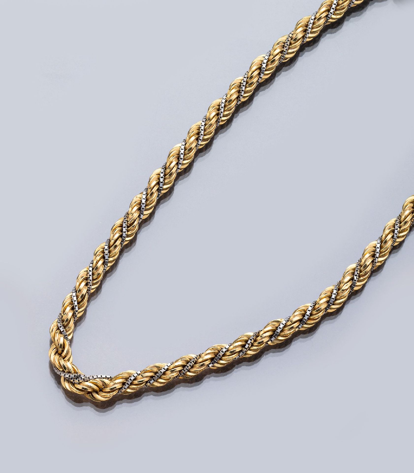 18 kt Gold Kordelkette,   GG/WG 750/000, L. ca. 95 cm,