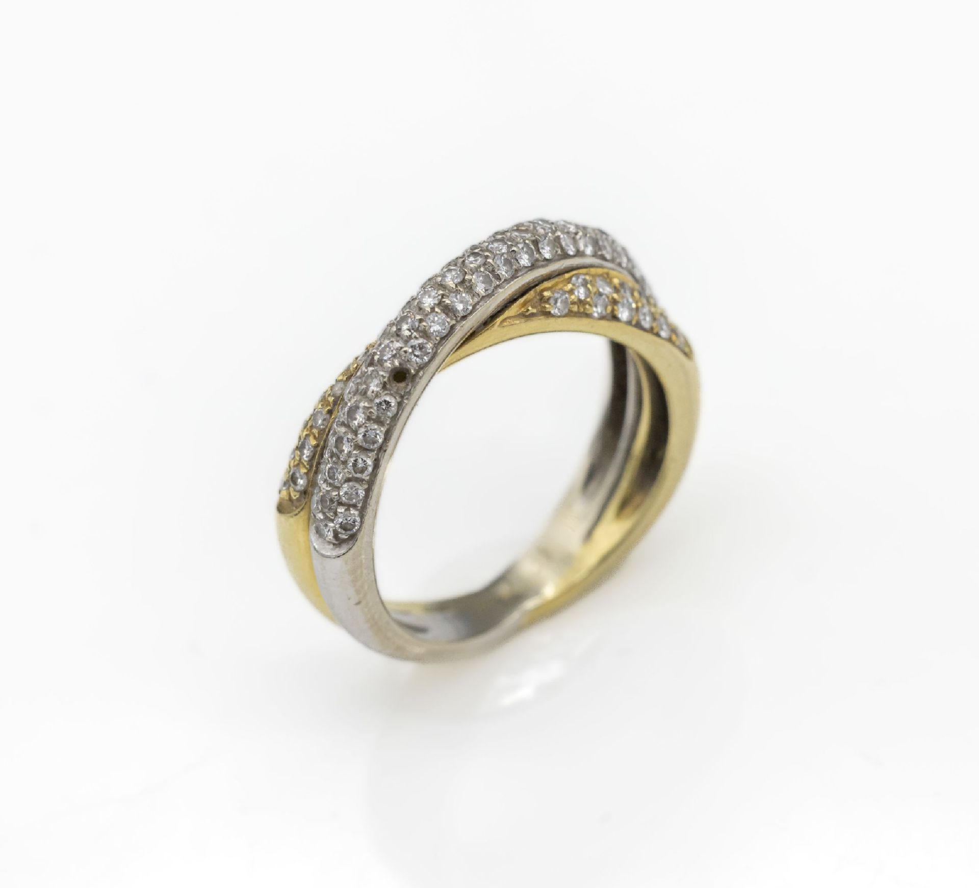 18 kt Gold Brillant-Ring, GG/WG 750/000, Brillanten zus.