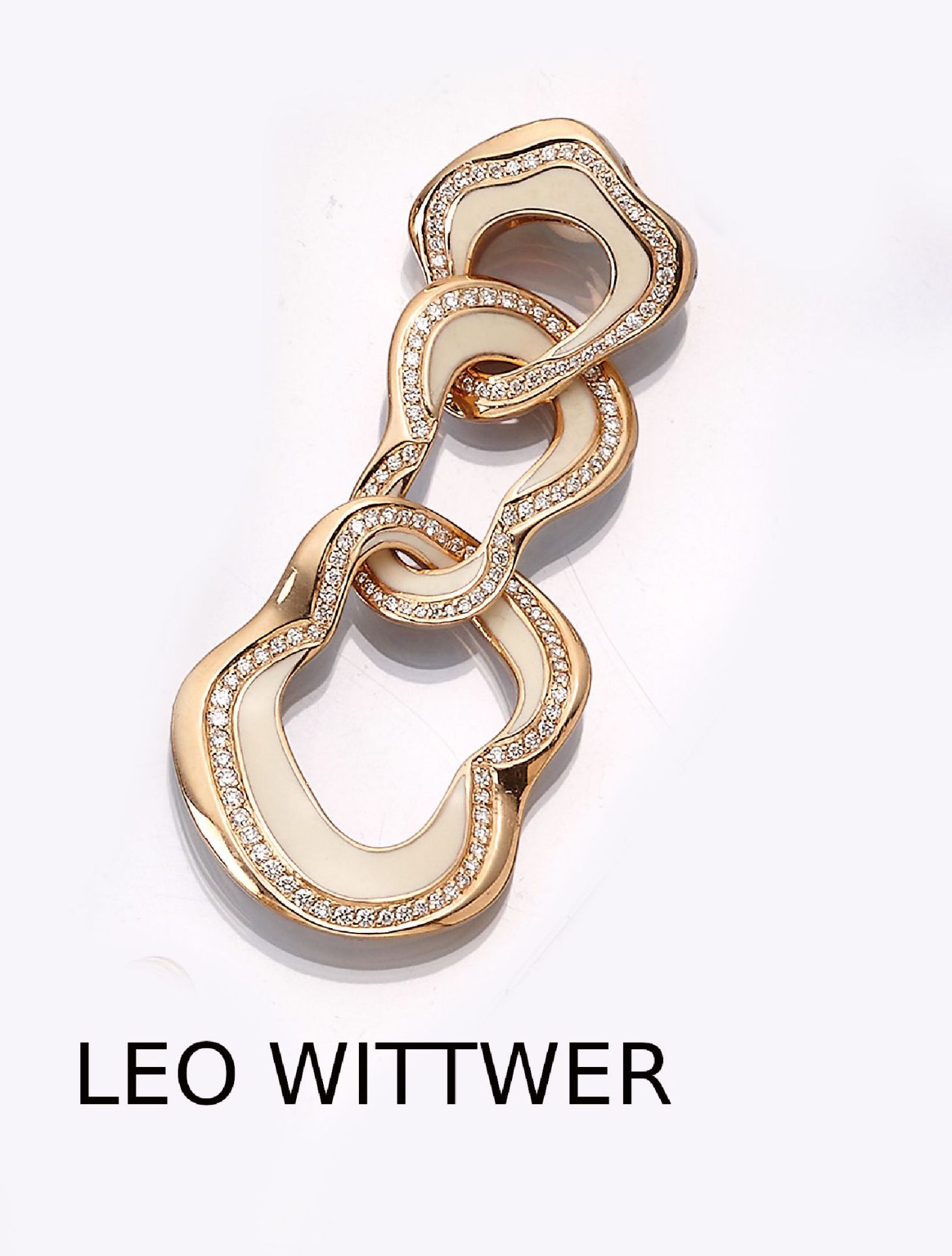 18 kt Gold LEO WITTWER Brillant-Email- Anhänger,   RoseG