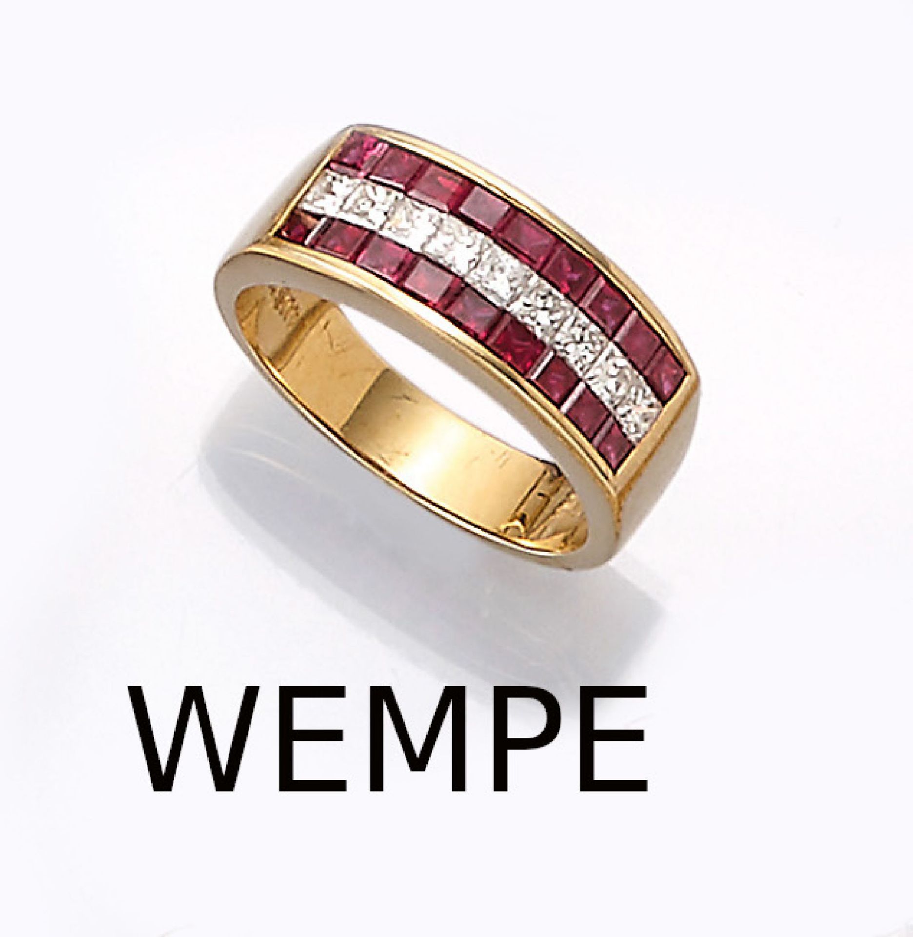 18 kt Gold WEMPE Rubin-Diamant-Ring, GG 750/000, 9