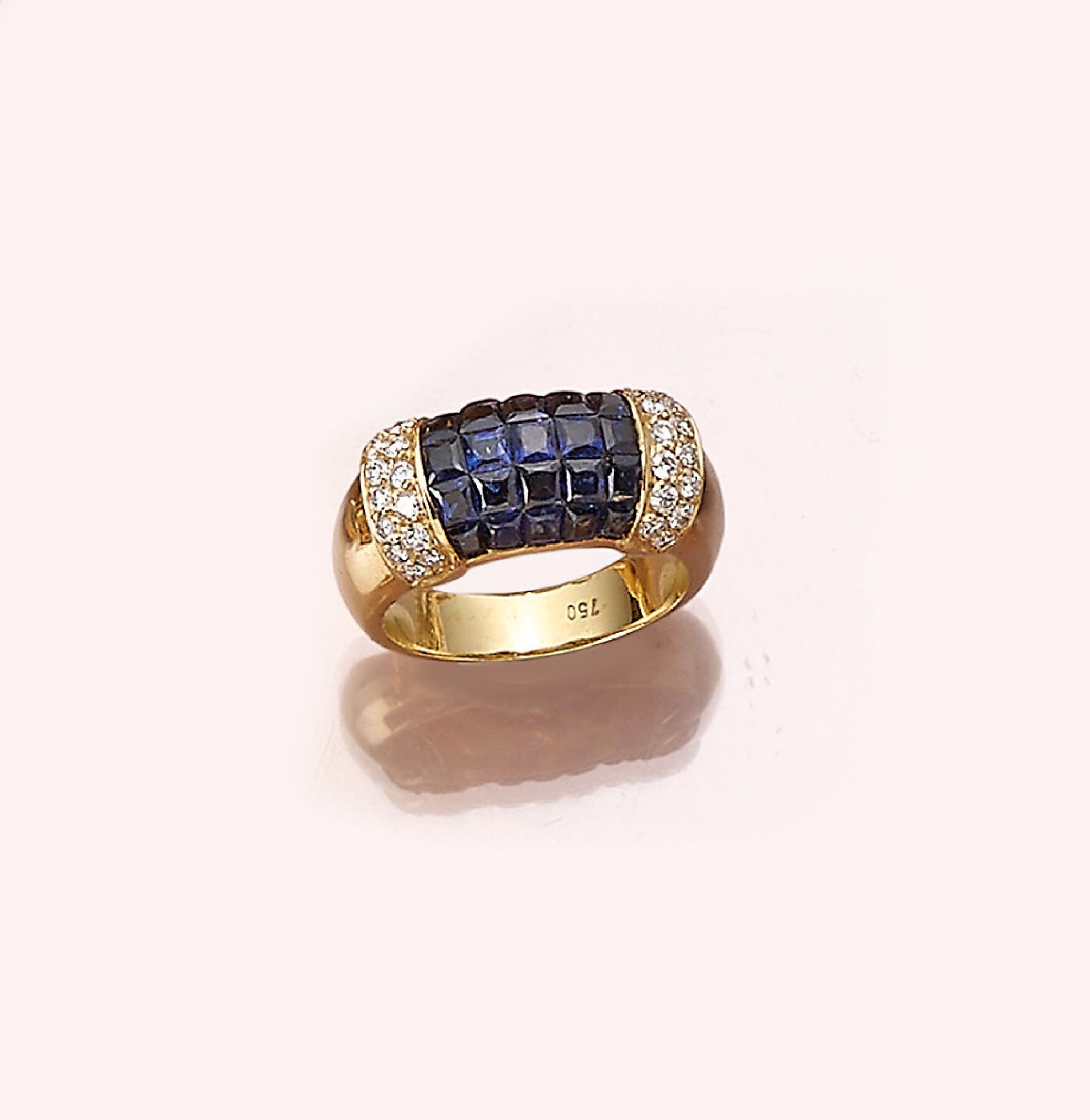 18 kt Gold Saphir-Brillant-Ring,   GG 750/000, 25