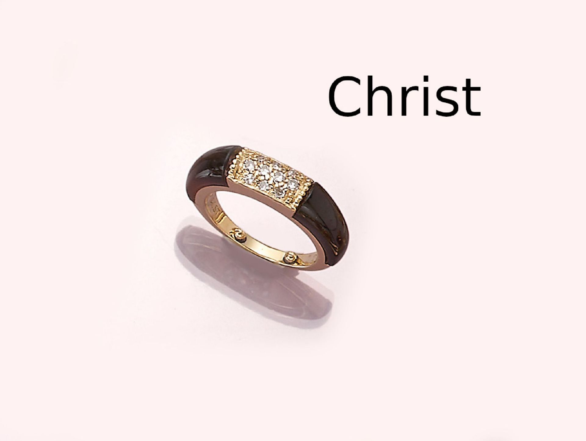 18 kt Gold CHRIST Diamant Onyx Ring, GG 750/000, mittig