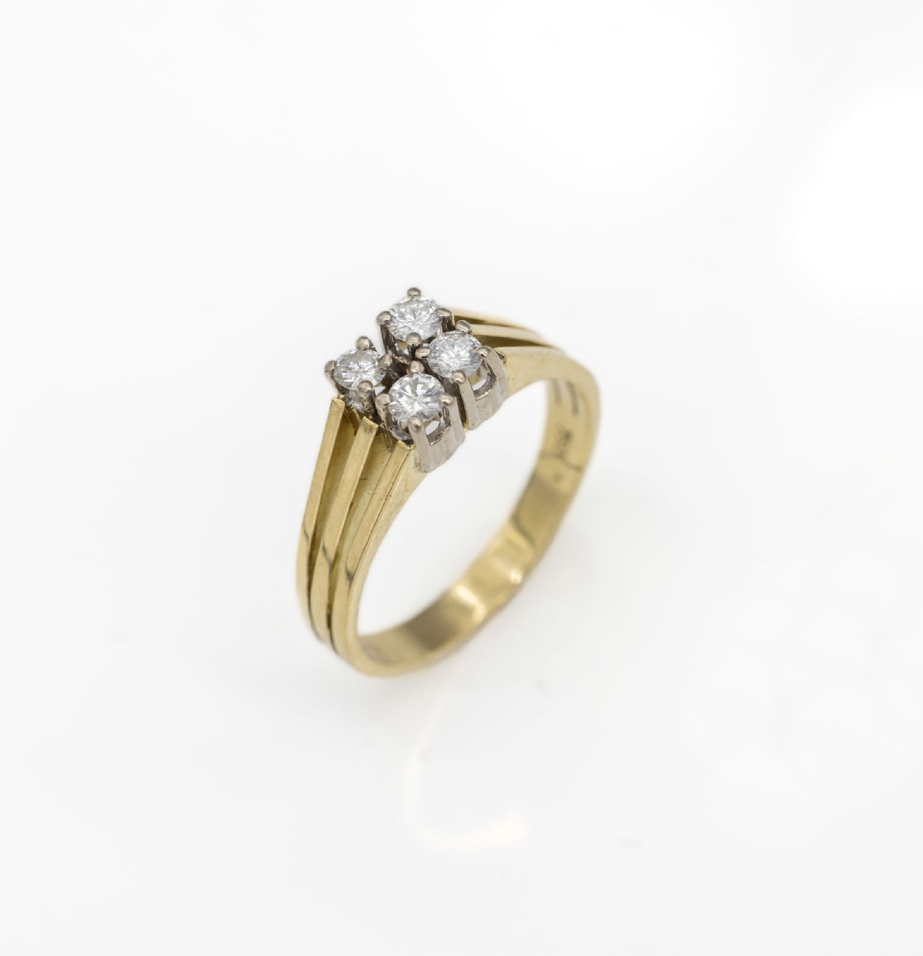 18 kt Gold Brillant-Ring, GG/WG 750/000, gespaltene