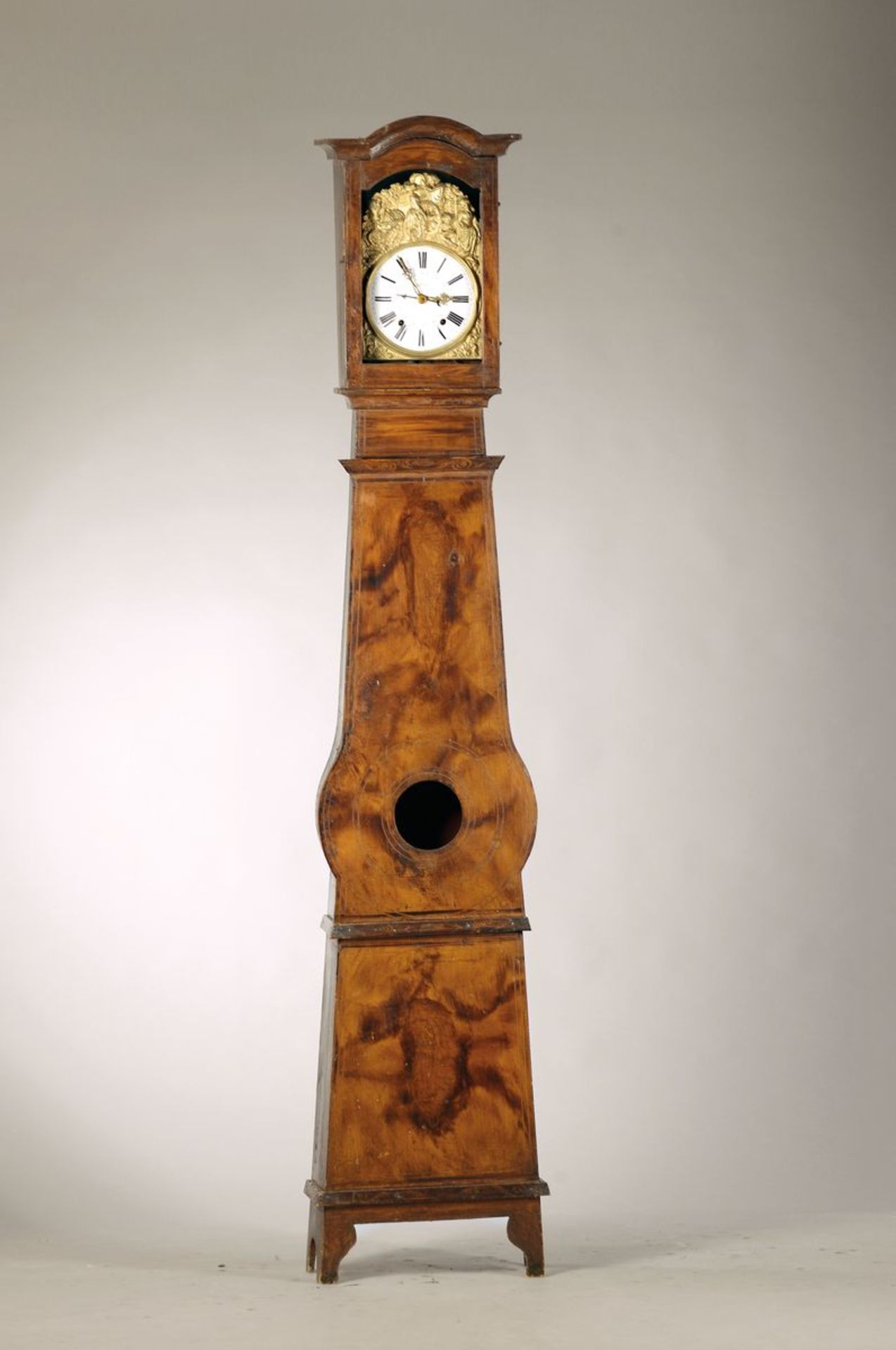 Standuhr, Frankreich um 1840/50, Weichholzgehäuse in sog.