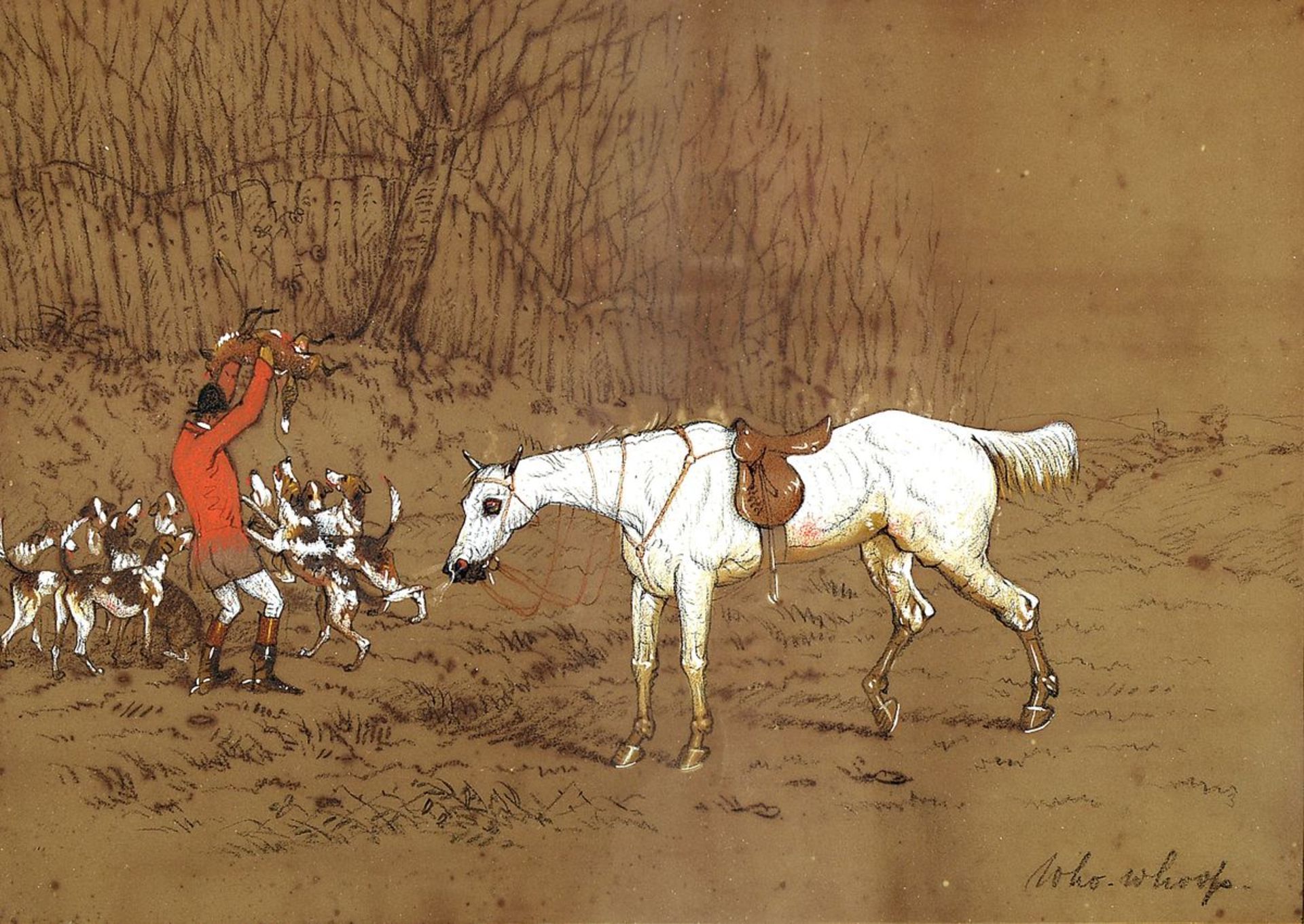 Unbekannter Künstler, England, um 1900,  drei Szenen mit