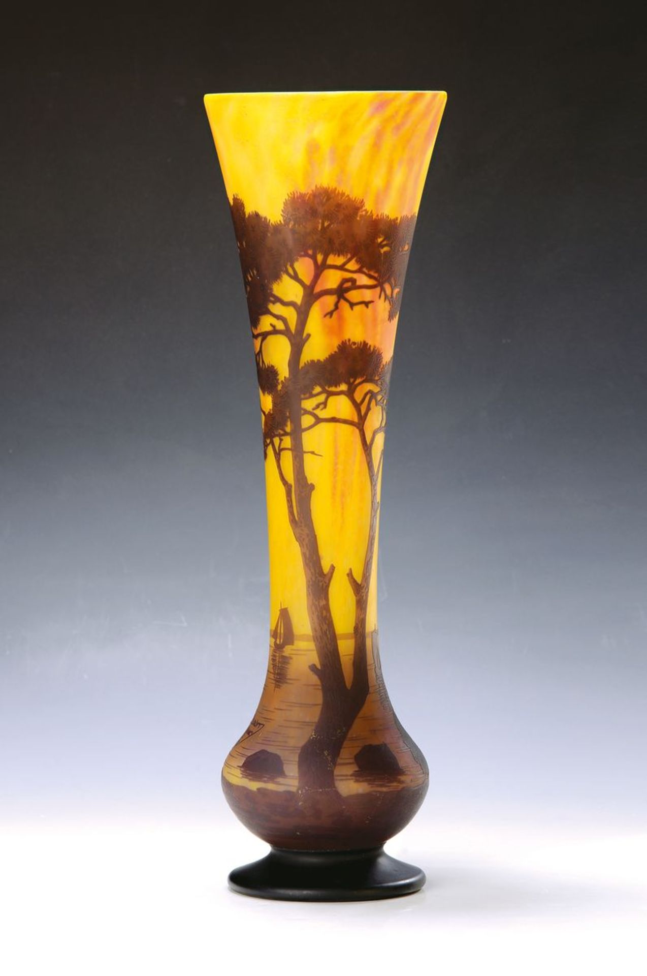 Große Vase, 'Paysage Lacustre', Daum Nancy, um 1910/15,