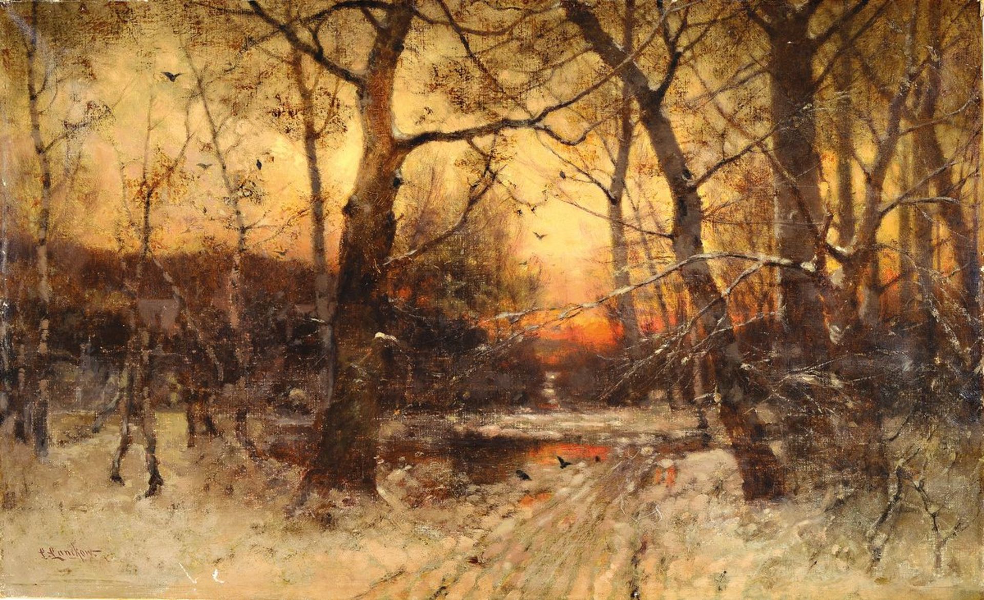 Ludwig Lanckow, 1845 Düsseldorf-1908 Hamburg, Abendrot im