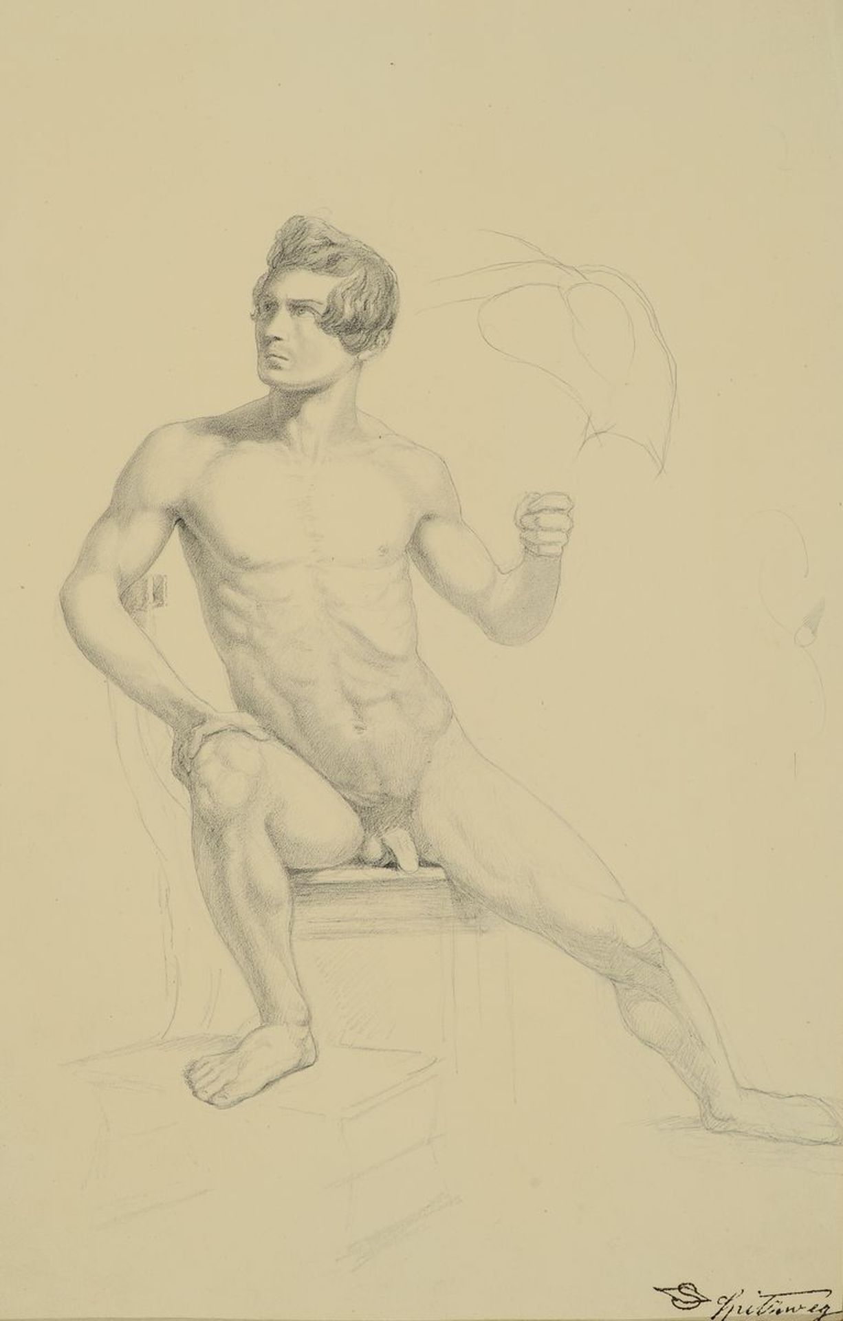 Carl Spitzweg, 1808-1885 München,  Bleistiftzeichnung auf
