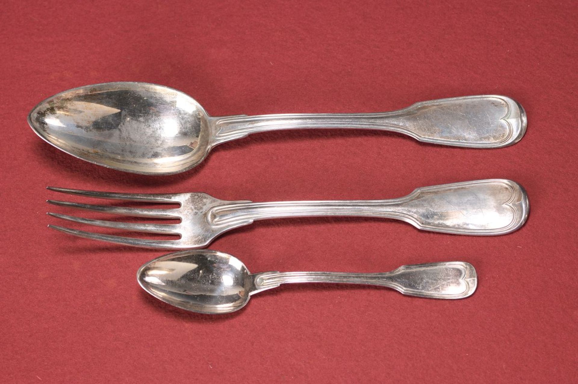 Besteck, 800er Silber, H & C, um 1900, 12 Suppenlöffel,