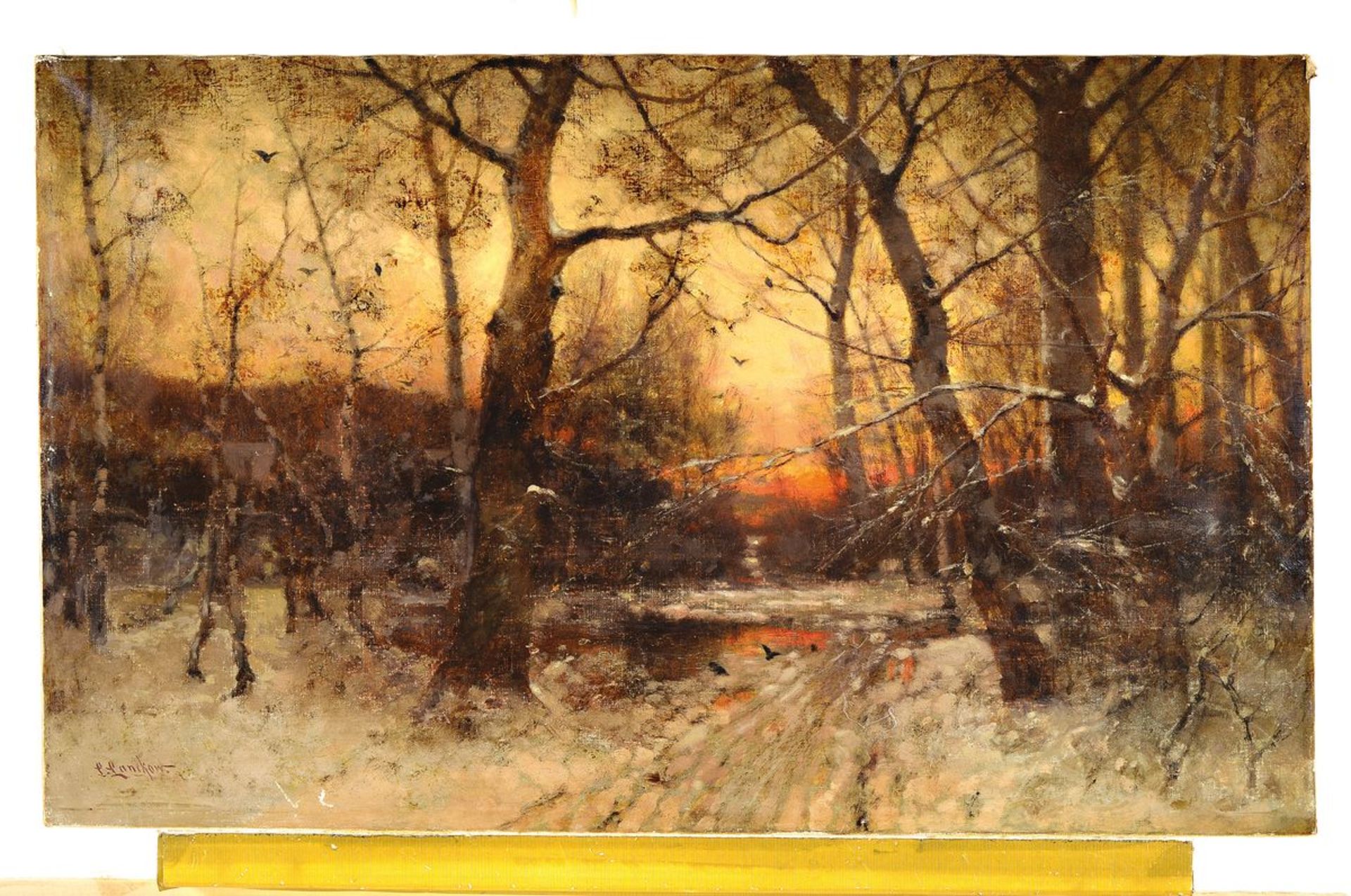 Ludwig Lanckow, 1845 Düsseldorf-1908 Hamburg, Abendrot im - Image 3 of 3