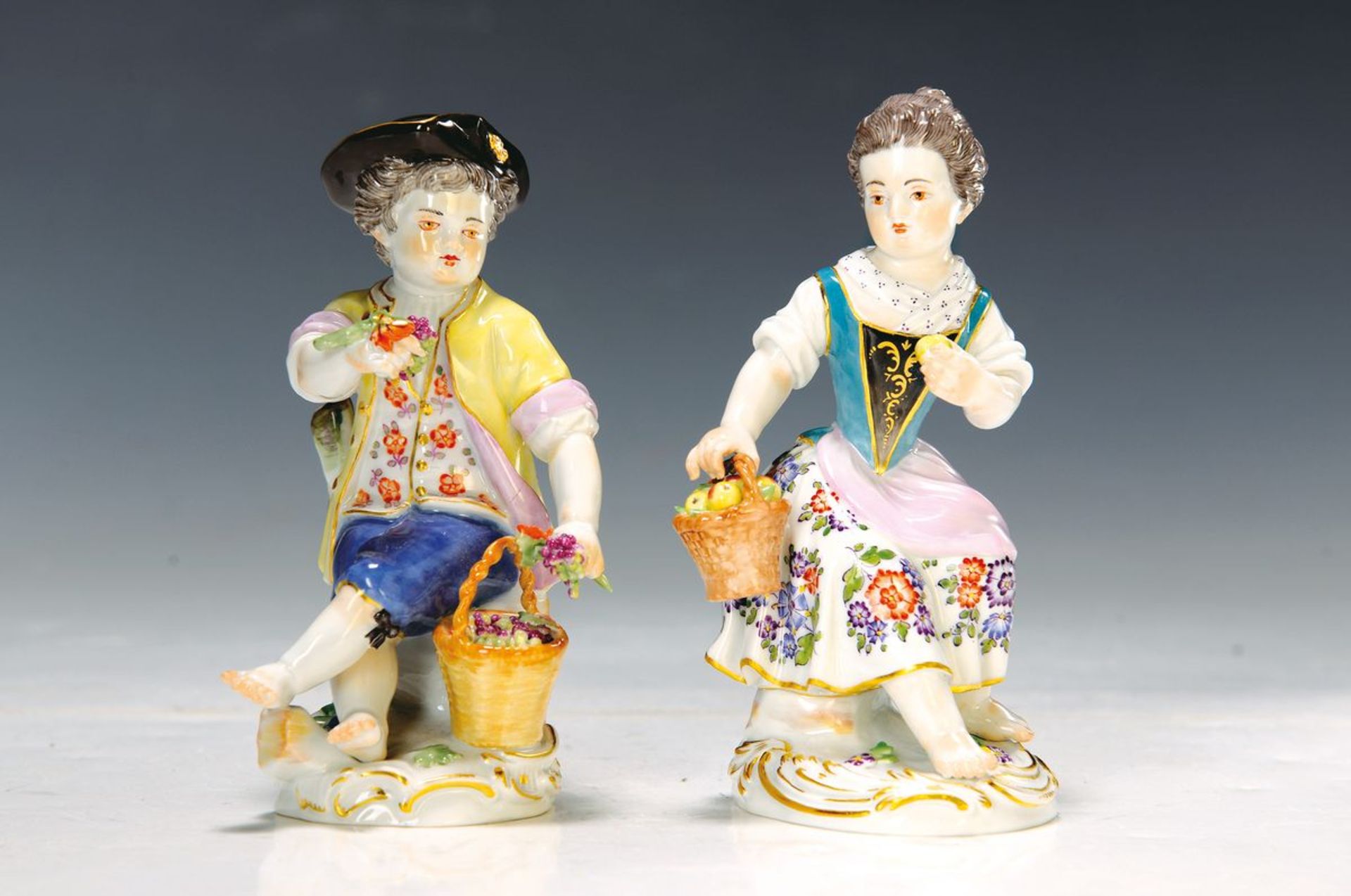 Zwei Porzellanfiguren, Meissen, 20. Jh.,  Gärtnerpaar,