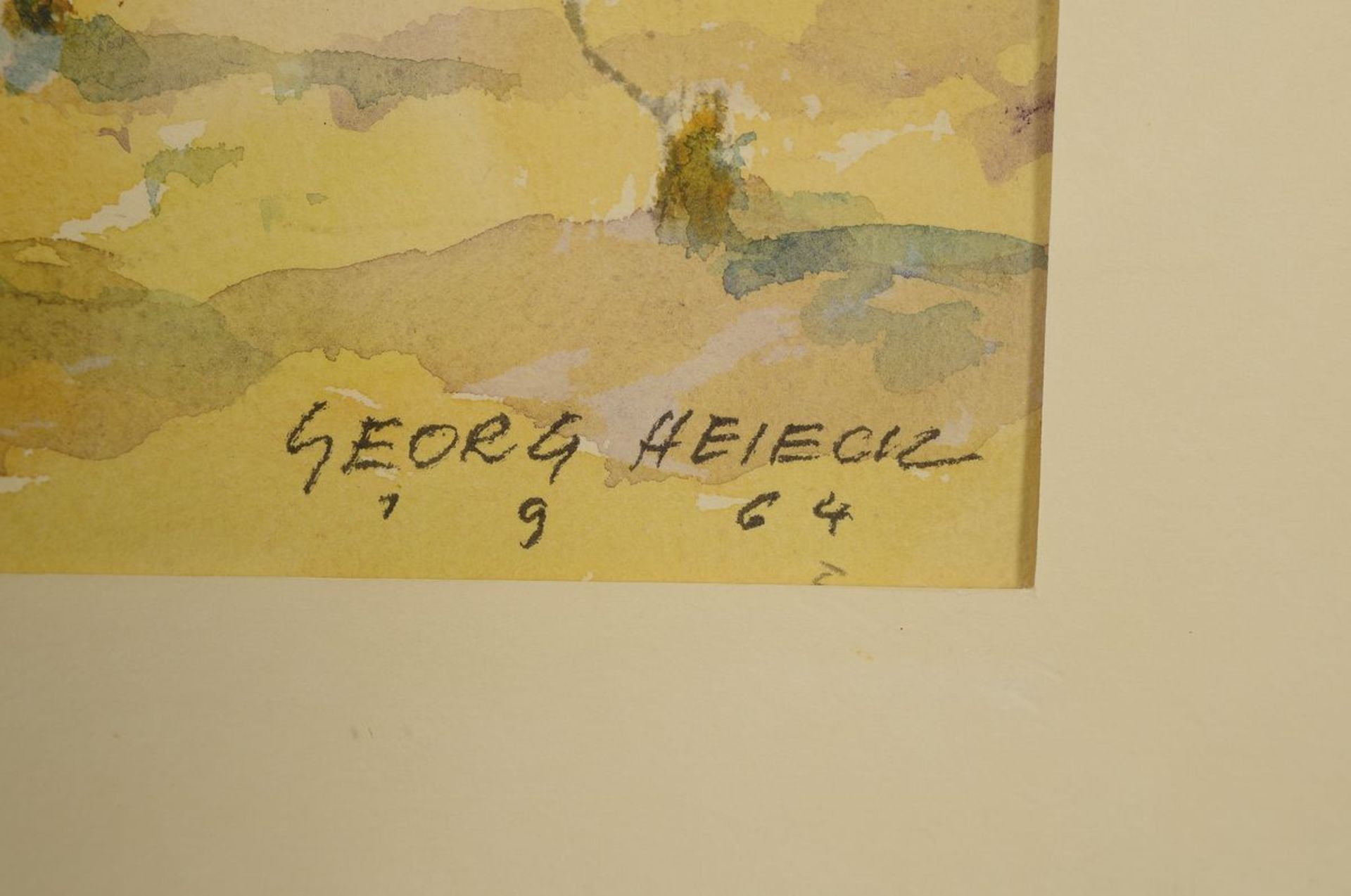 Georg Heieck,  Aquarell, Pfälzer Weindorf, signiert und - Bild 2 aus 3