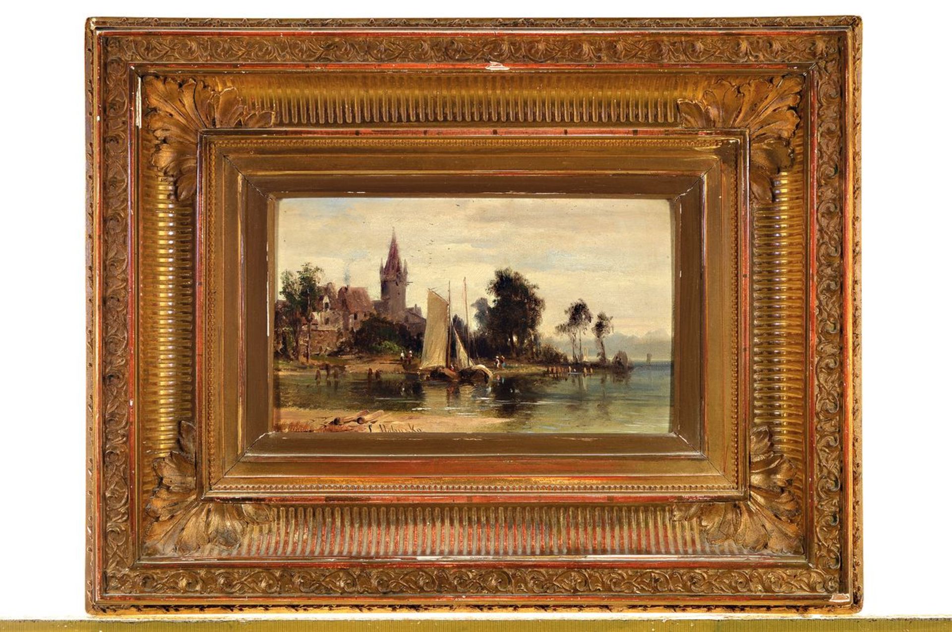 Ludwig Halauska, 1827 Waidhofen-1882 Wien,  Uferlandschaft - Bild 3 aus 3