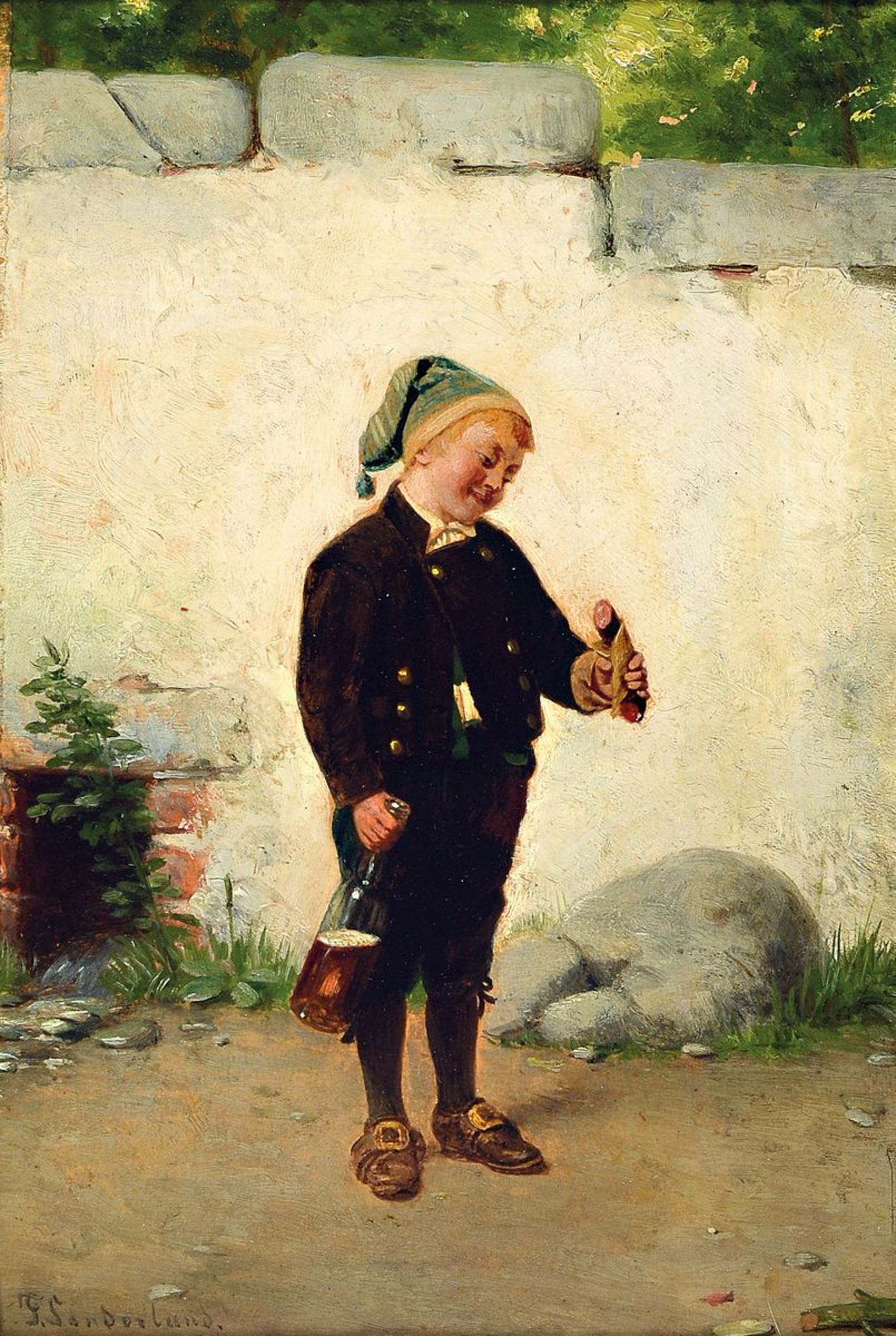 Fritz Sonderland, 1836-1896 Düsseldorf,  Junge mit halb