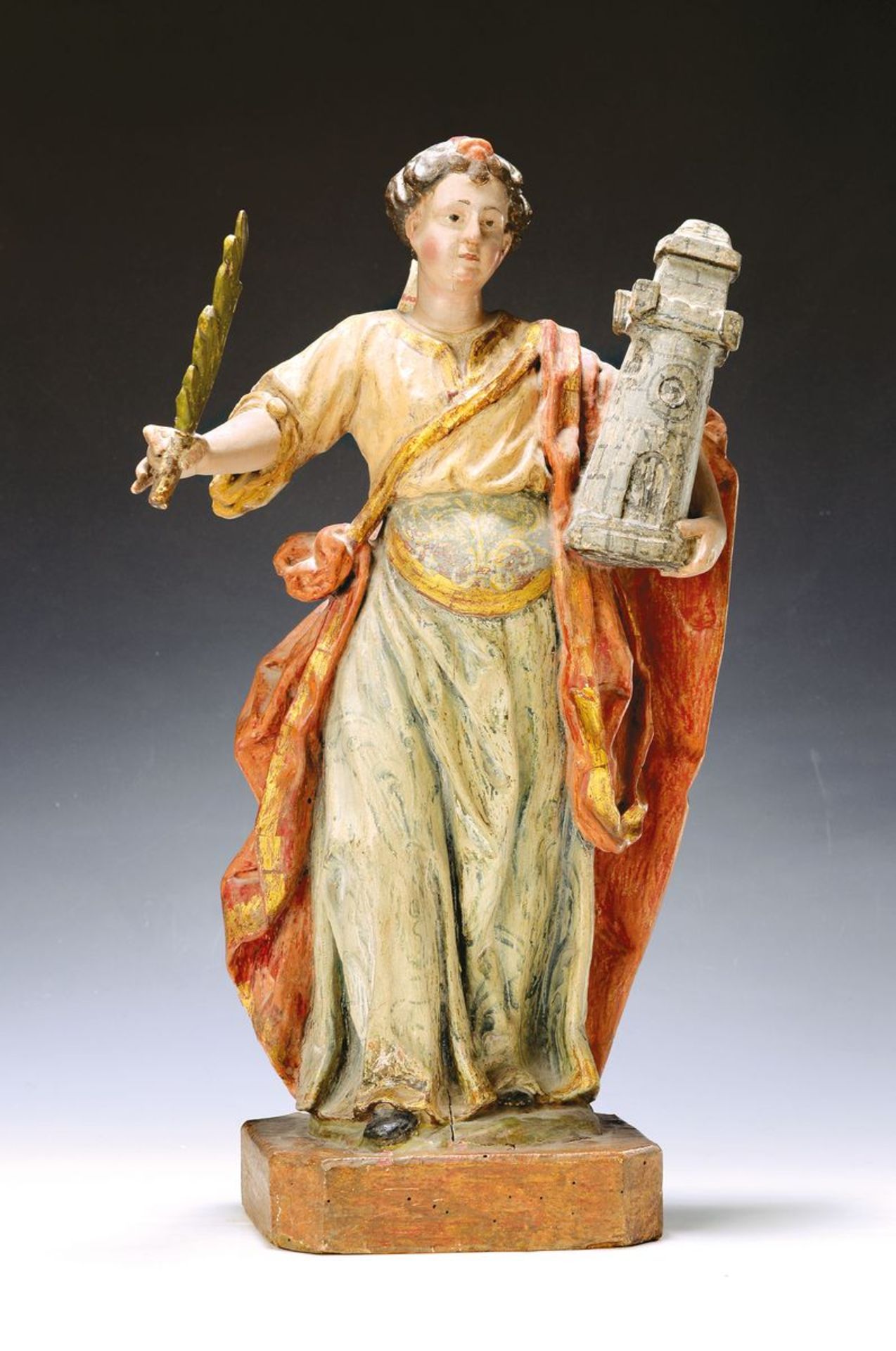 Heiligenfigur, Hl. Barbara, um 1820/30,  Lindenholz