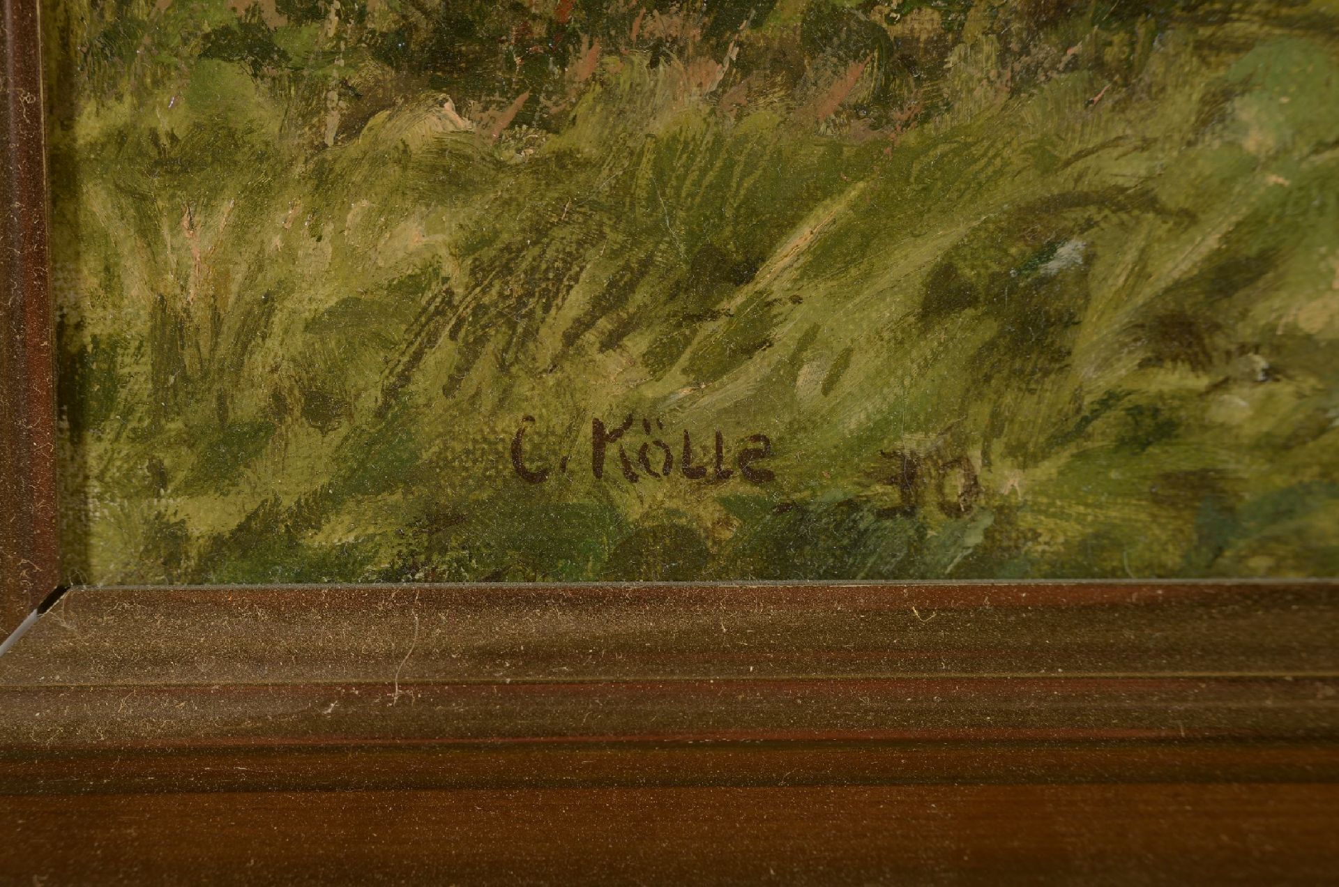 Christian Claus Kölle, 1858-1940, weidende Rehe auf einer - Image 2 of 2