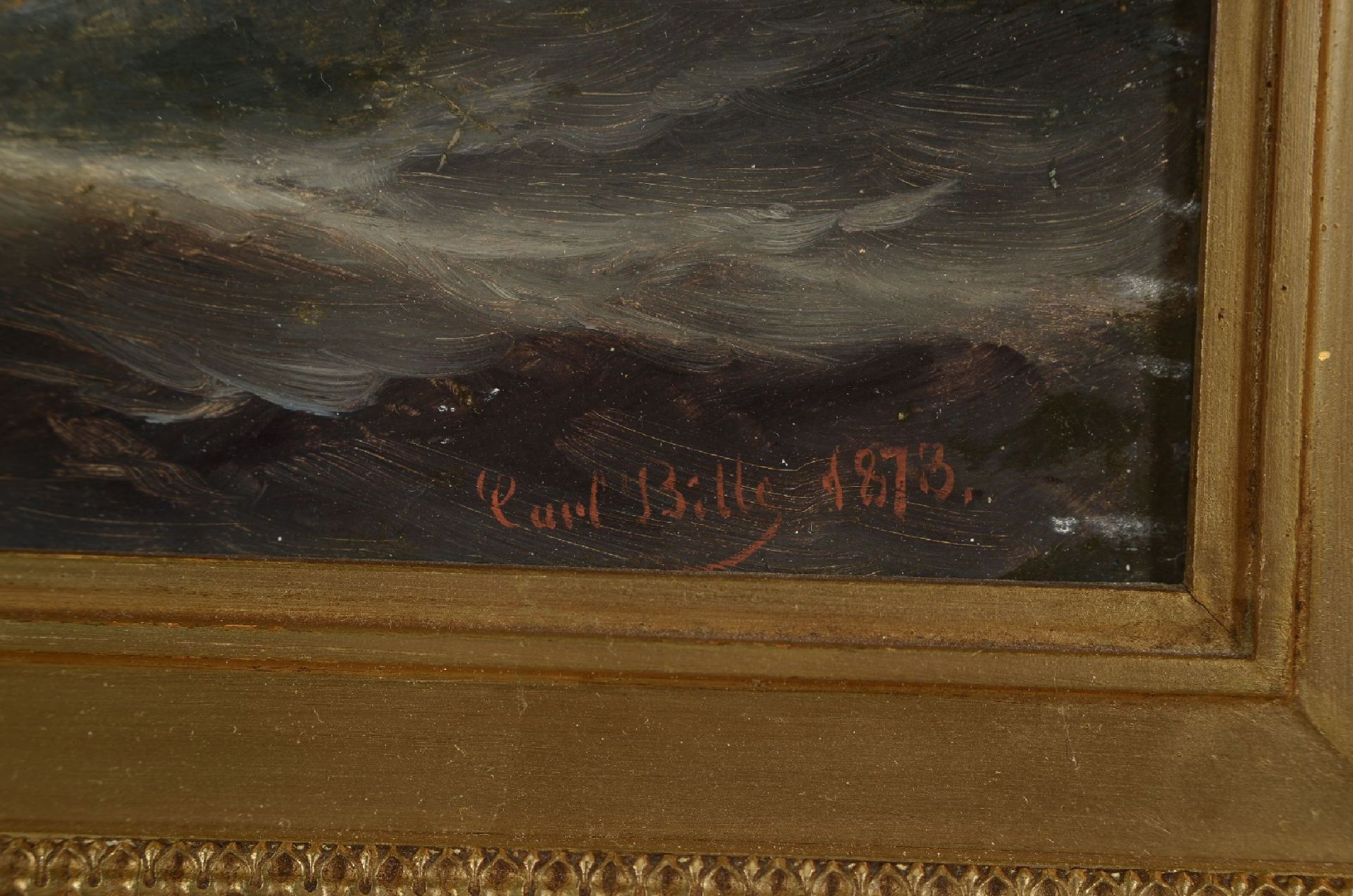 Carl Ludwig Bille, 1815-1898 Kopenhagen,  Dampfschiff auf - Bild 2 aus 2