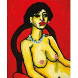 Gernot Kissel, 1939-2008 Worms,  Frauenakt auf rotem