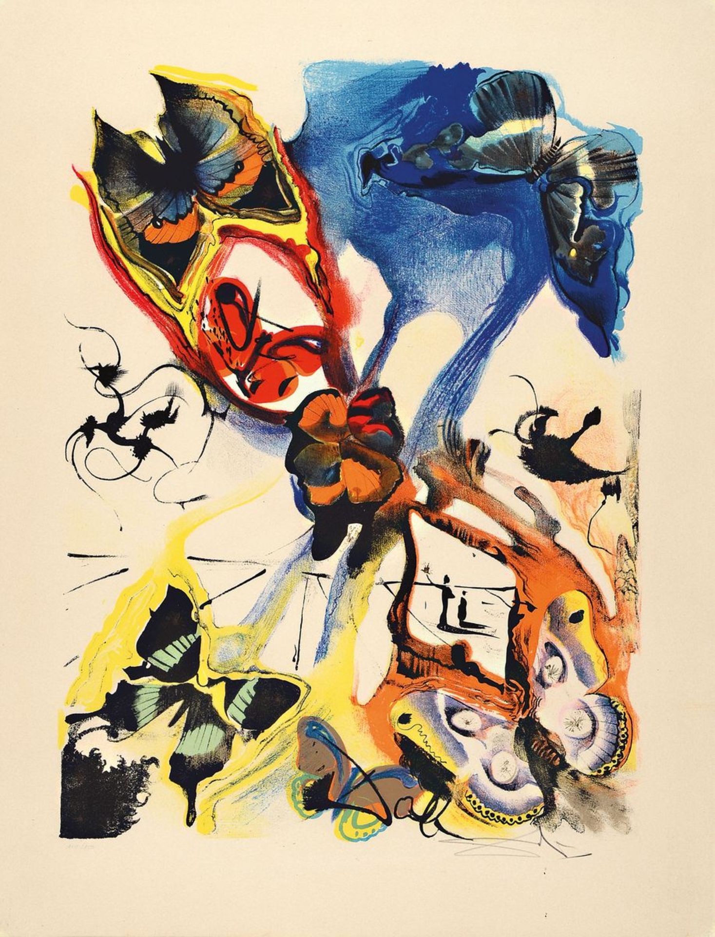 Salvador Dali, 1904-1989, Les Bouches, papillons