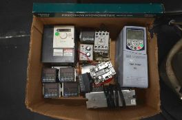 Box of Assorted Temperature Controllers, VFDs,